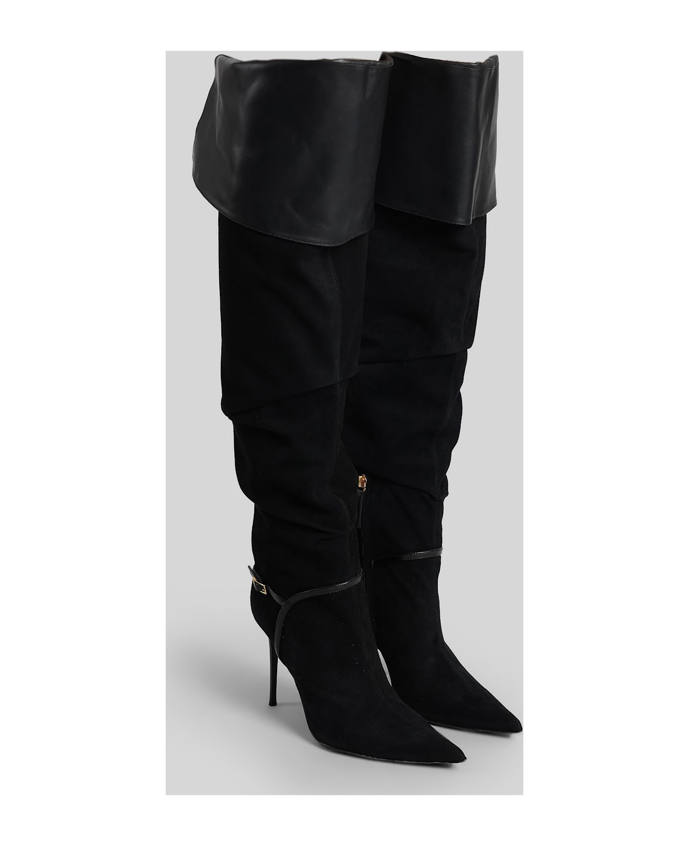 Giuseppe Zanotti Secret High Boot 105 High Heels Boots In Black Suede And Leather - black