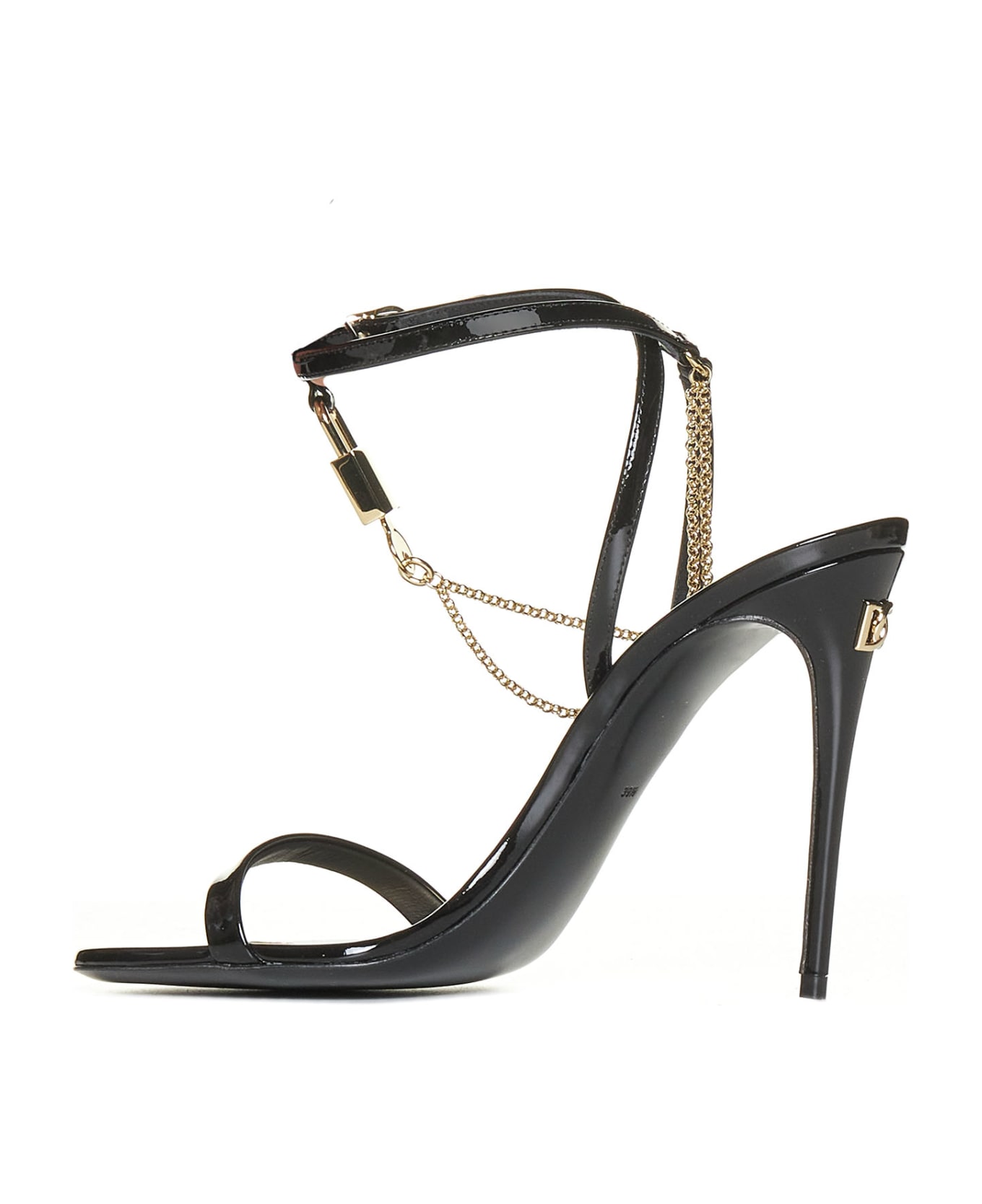 Dolce & Gabbana Sandal With Chain And Charm - Black サンダル