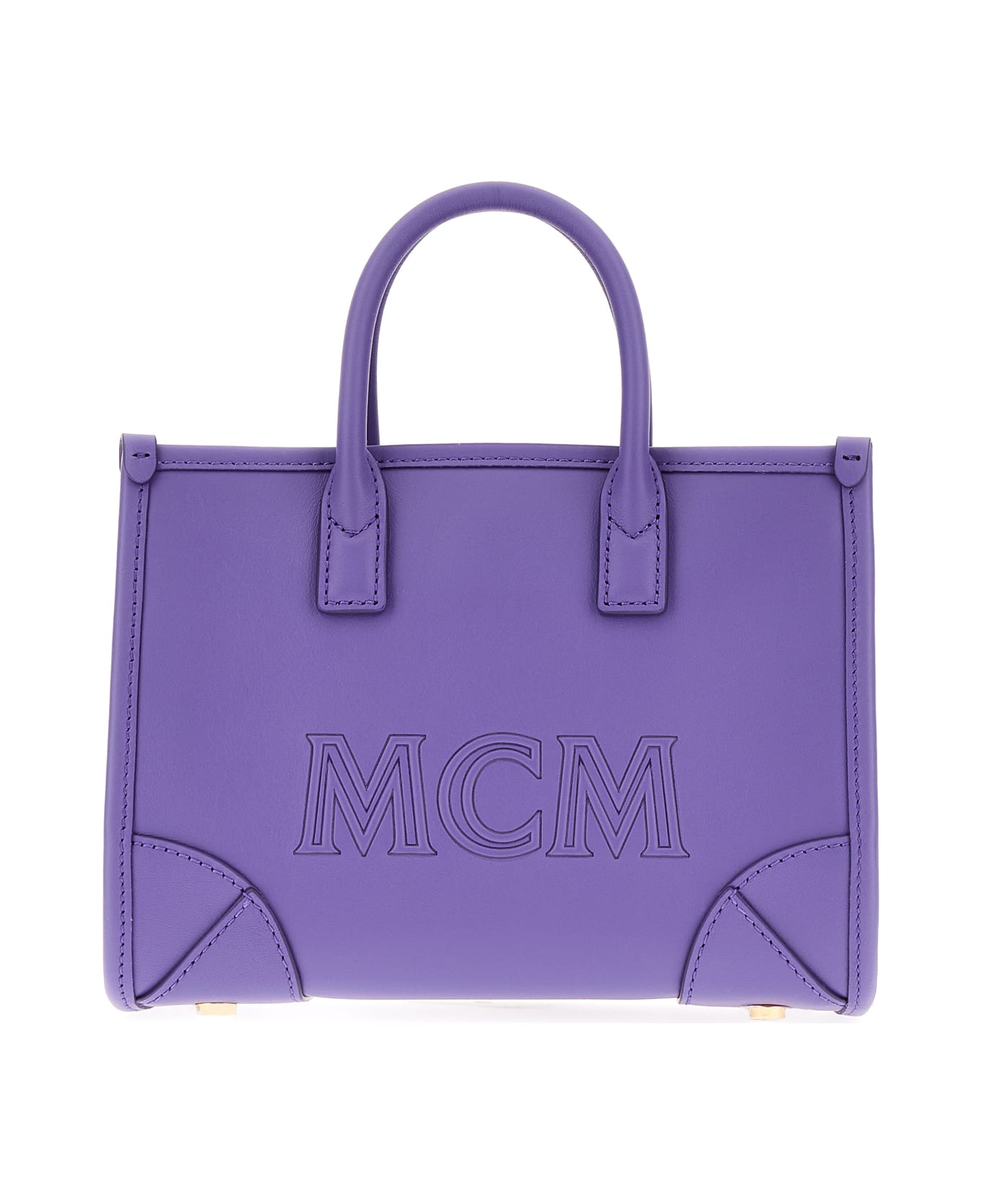 MCM Purple Leather Small Munchen Shopping Bag - UQ