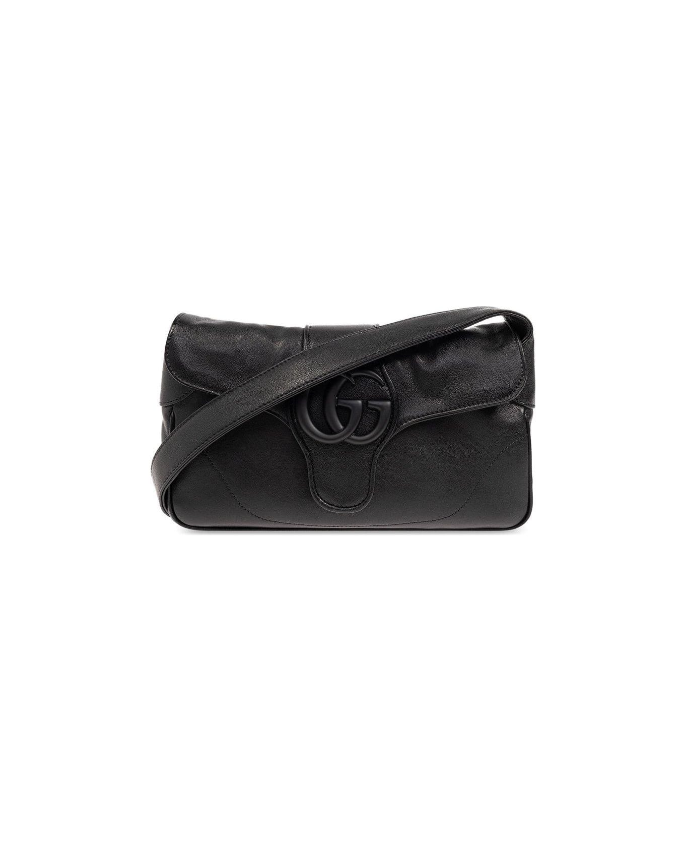 Gucci Aphrodite Logo Plaque Small Shoulder Bag - Black