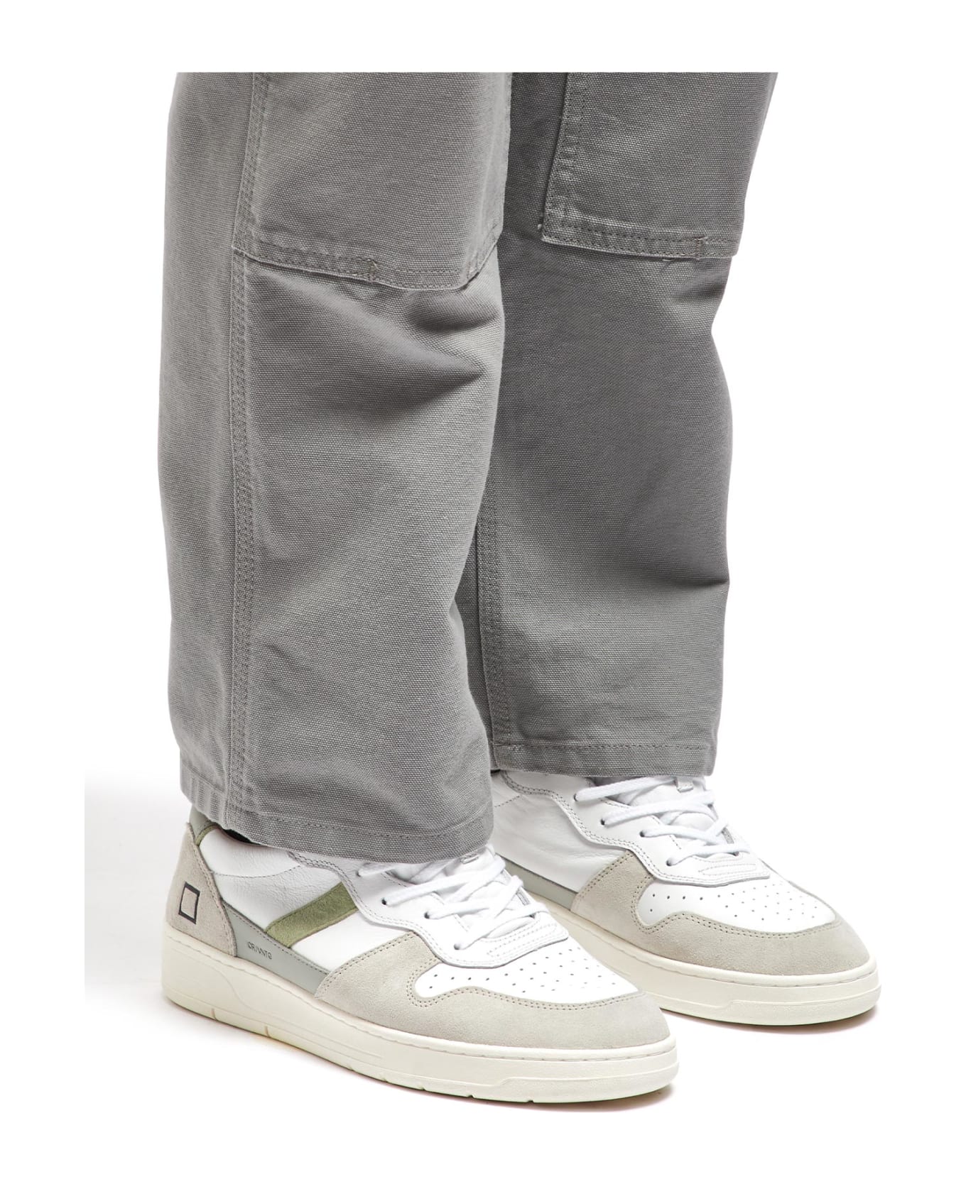 D.A.T.E. Court 2.0 Sneaker In Leather And Suede - WHITE SAGE