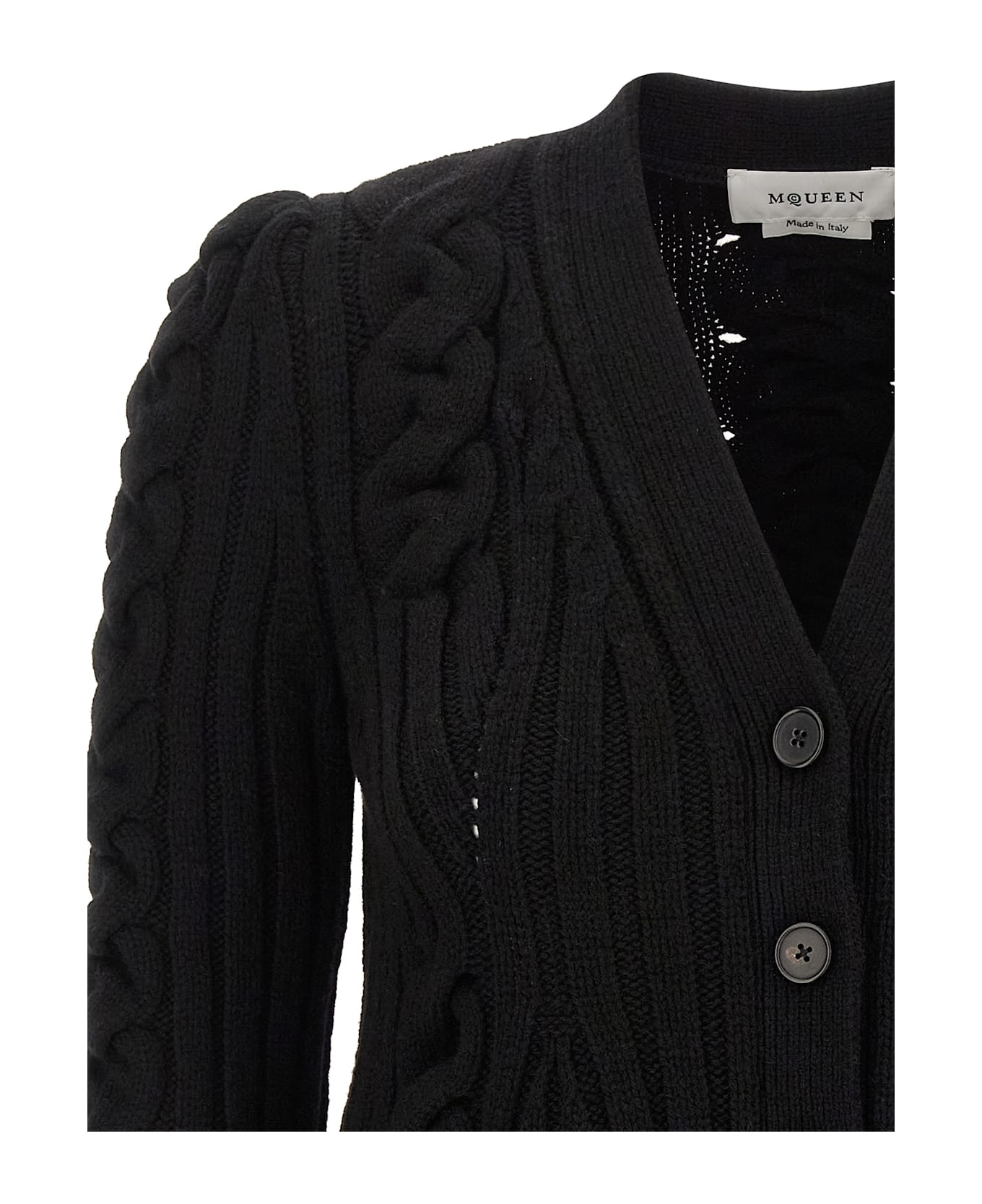 Alexander McQueen Braided Wool Cardigan - Black  