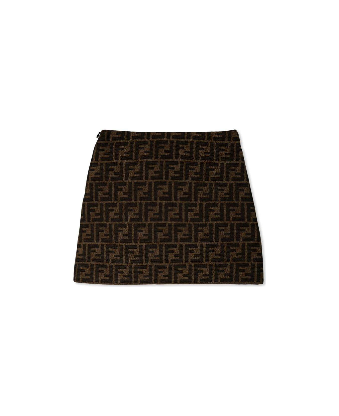 Fendi Roma Embroidered Skirt - Marrone