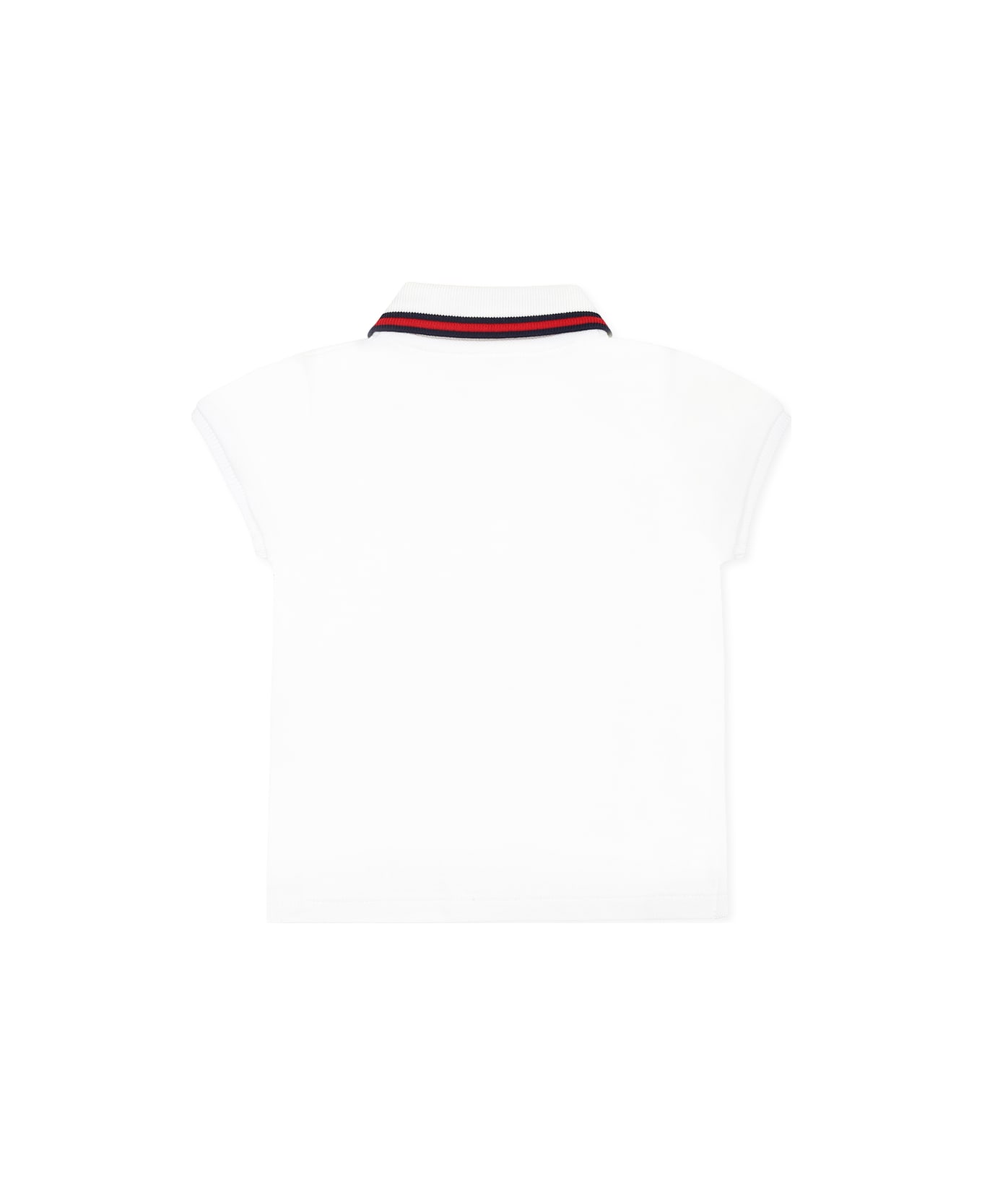 Gucci White Polo Shirt For Baby Boy With Web Detail - White