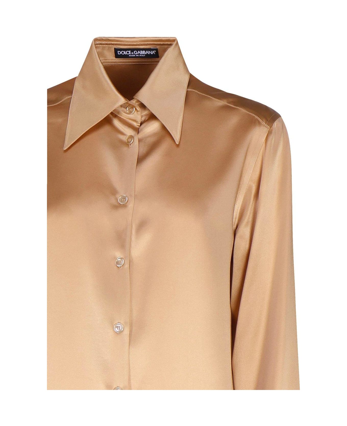 Dolce & Gabbana Classic Shiny Shirt - Brown