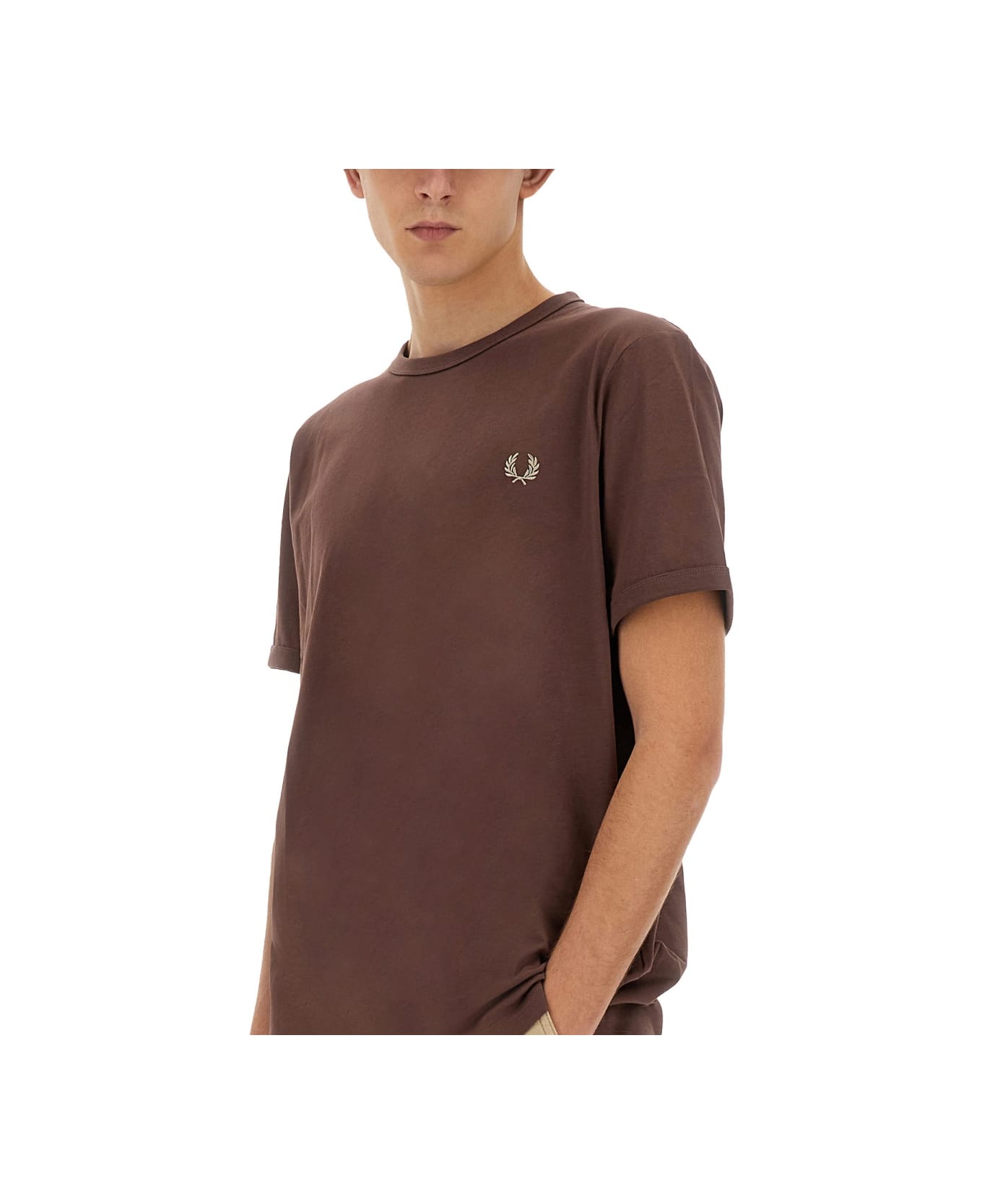 Fred Perry T-shirt With Logo - BROWN