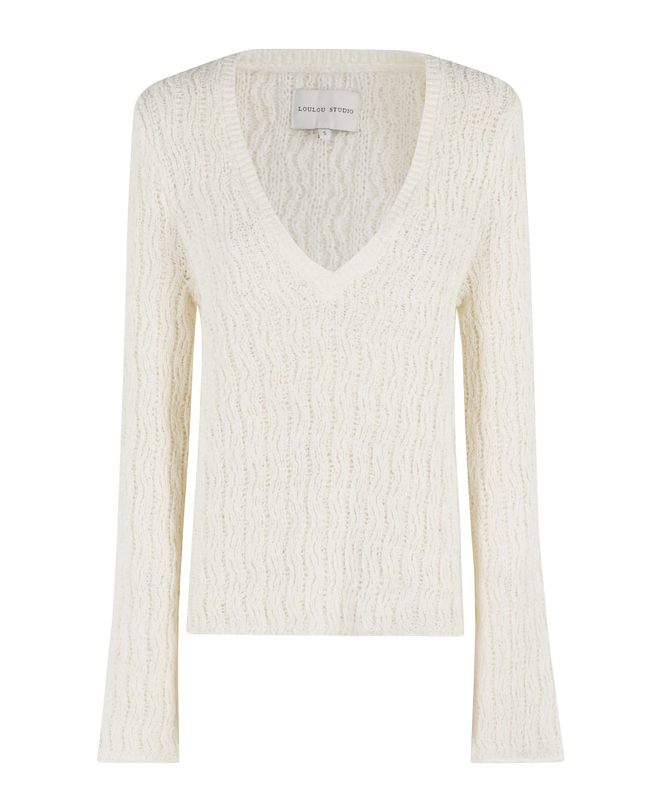 Loulou Studio V Neck Sweater - Rice Ivory