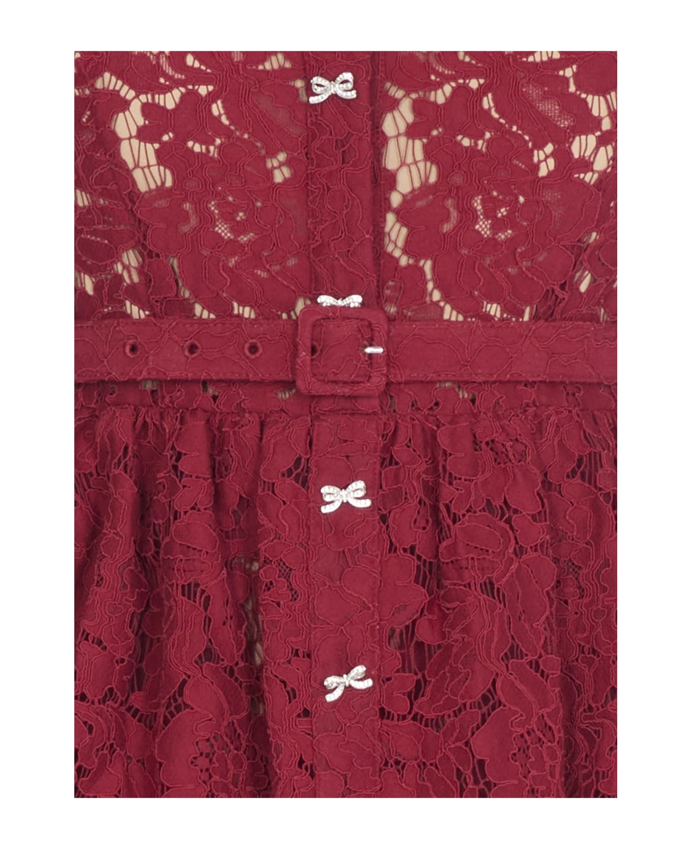 self-portrait Lace Peplum Midi Dress - Bordeaux