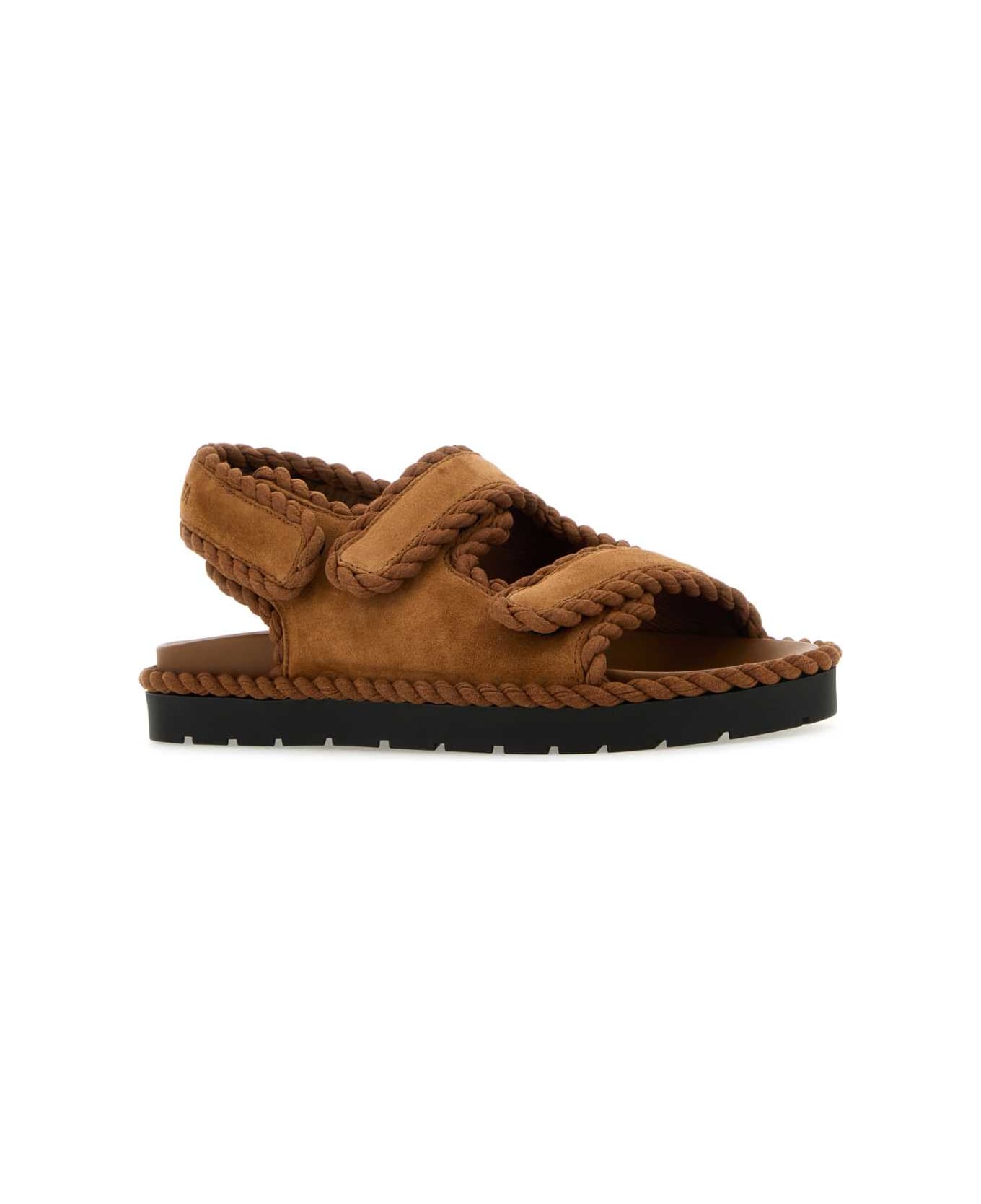 Bottega Veneta Caramel Suede Jack Sandals - CARAMEL