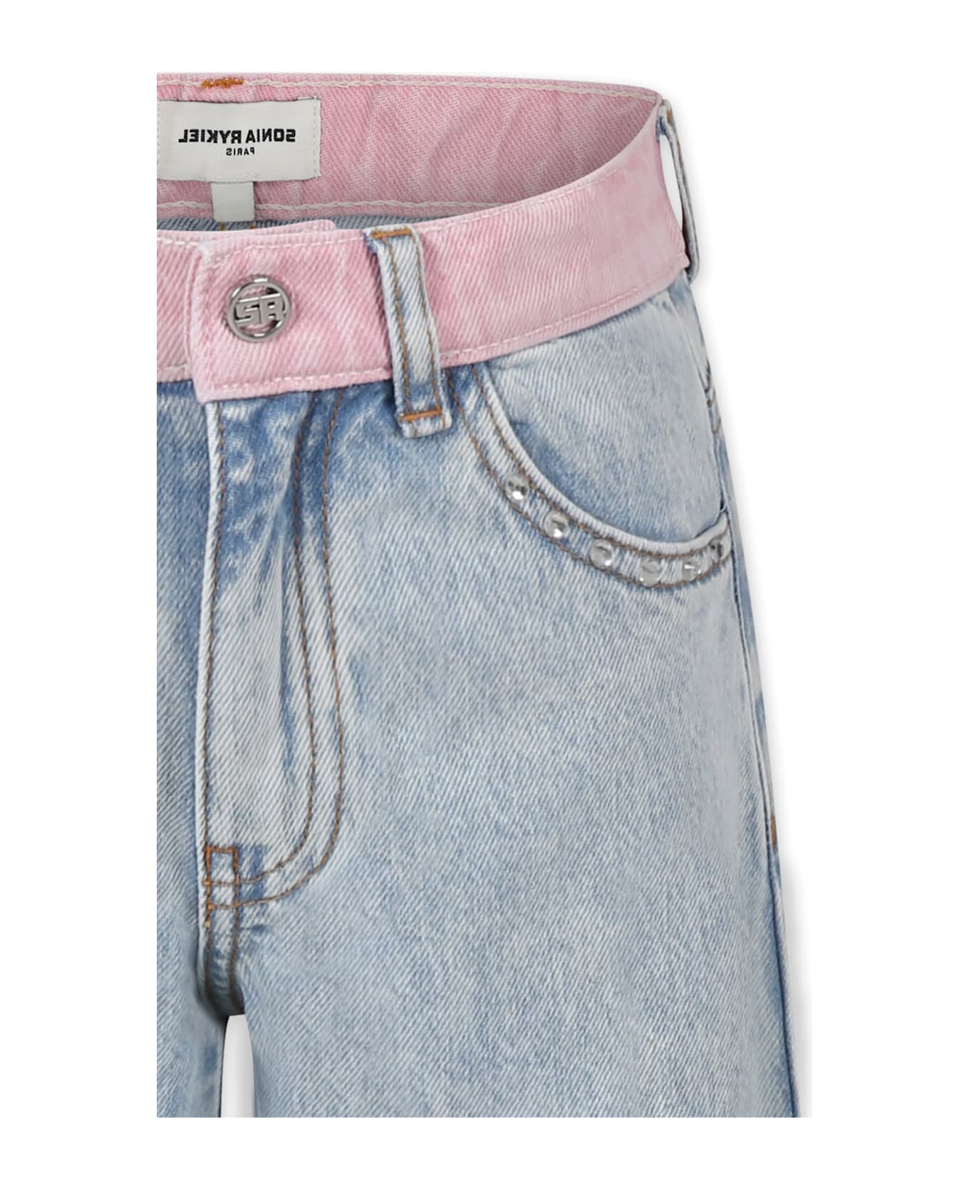 Rykiel Enfant Denim Jeans For Girl With Logo - Denim