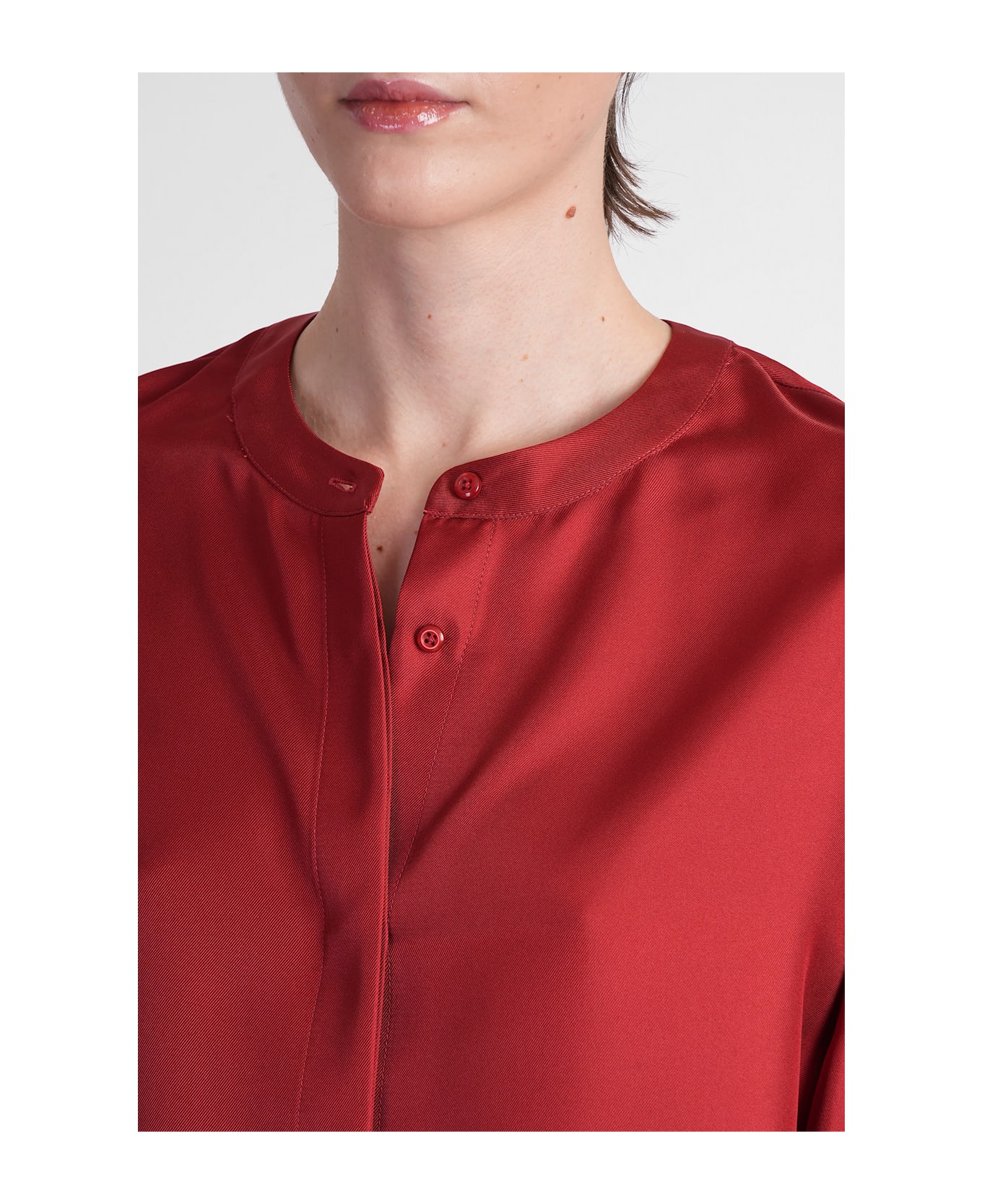 Loulou Studio Lea Blouse In Red Silk - red
