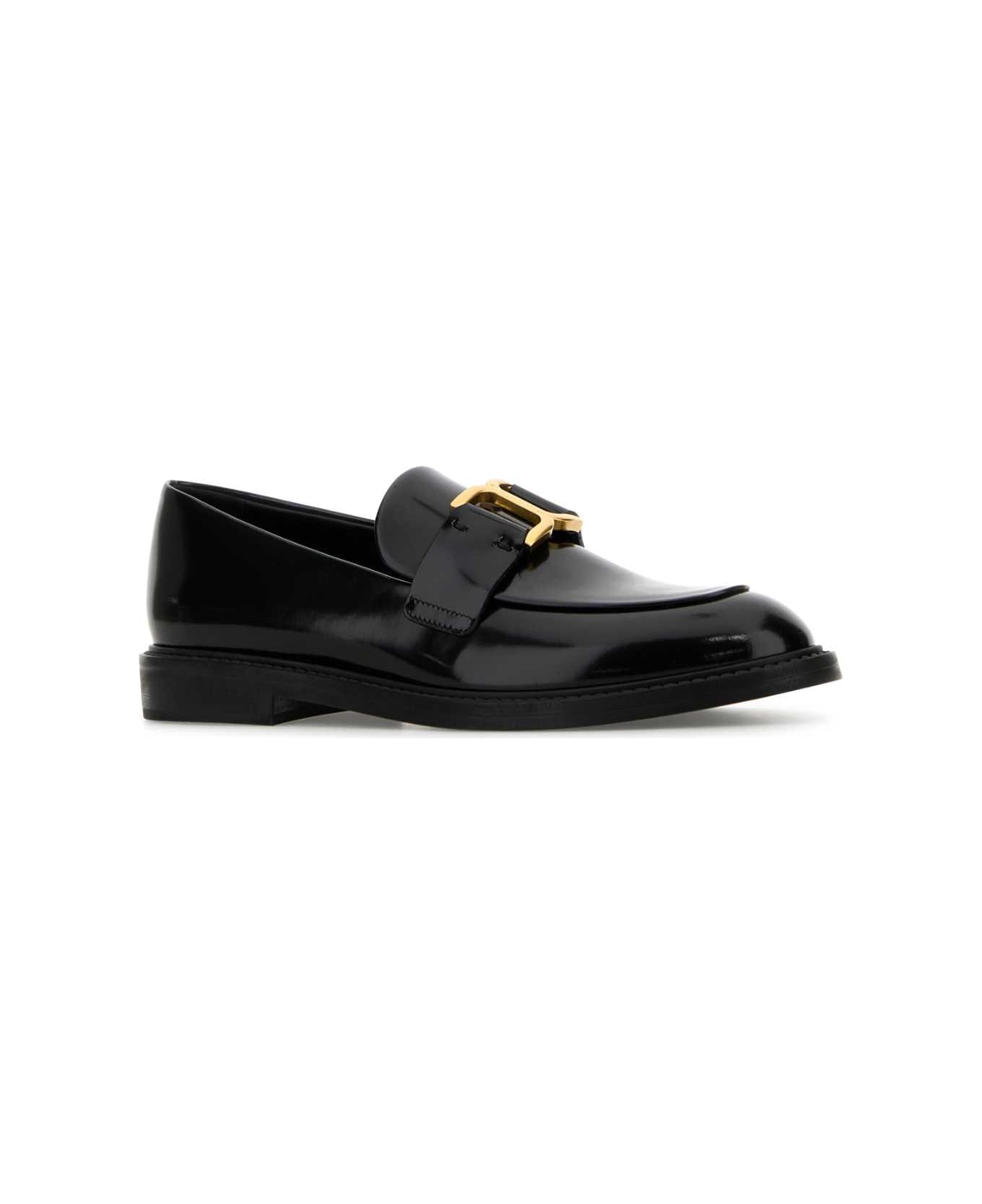 Chloé Black Leather Marcie Loafers - Black