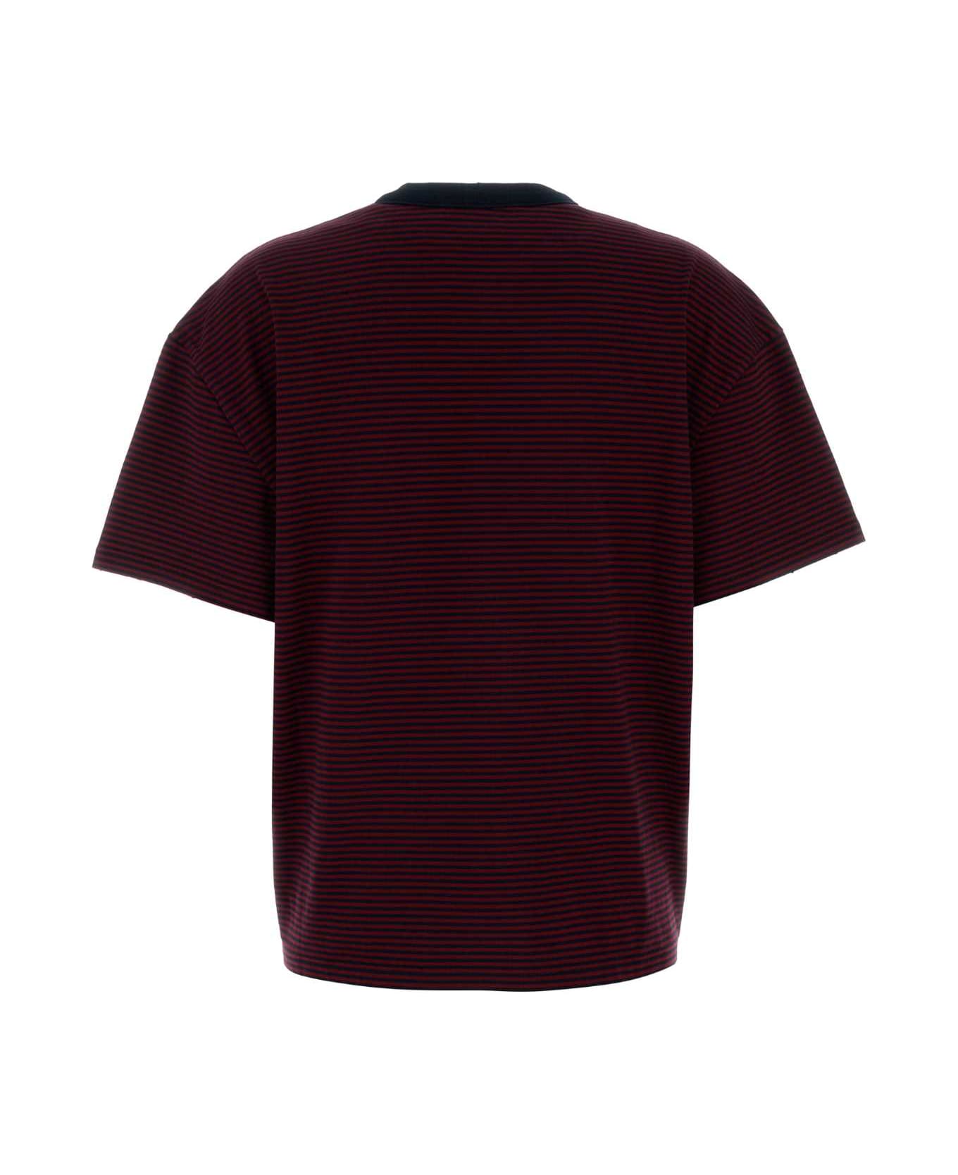 Prada Embroidered Cotton Oversize T-shirt - AMARANTO+BLU