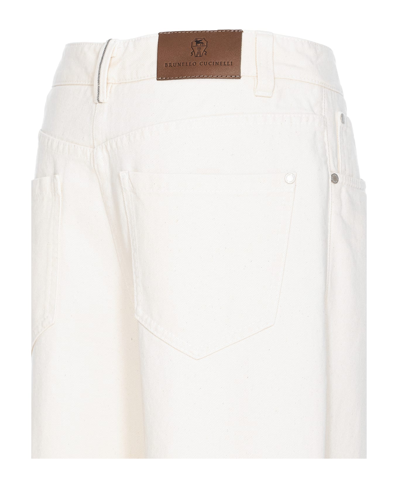 Brunello Cucinelli Denim Cropped Pants - White
