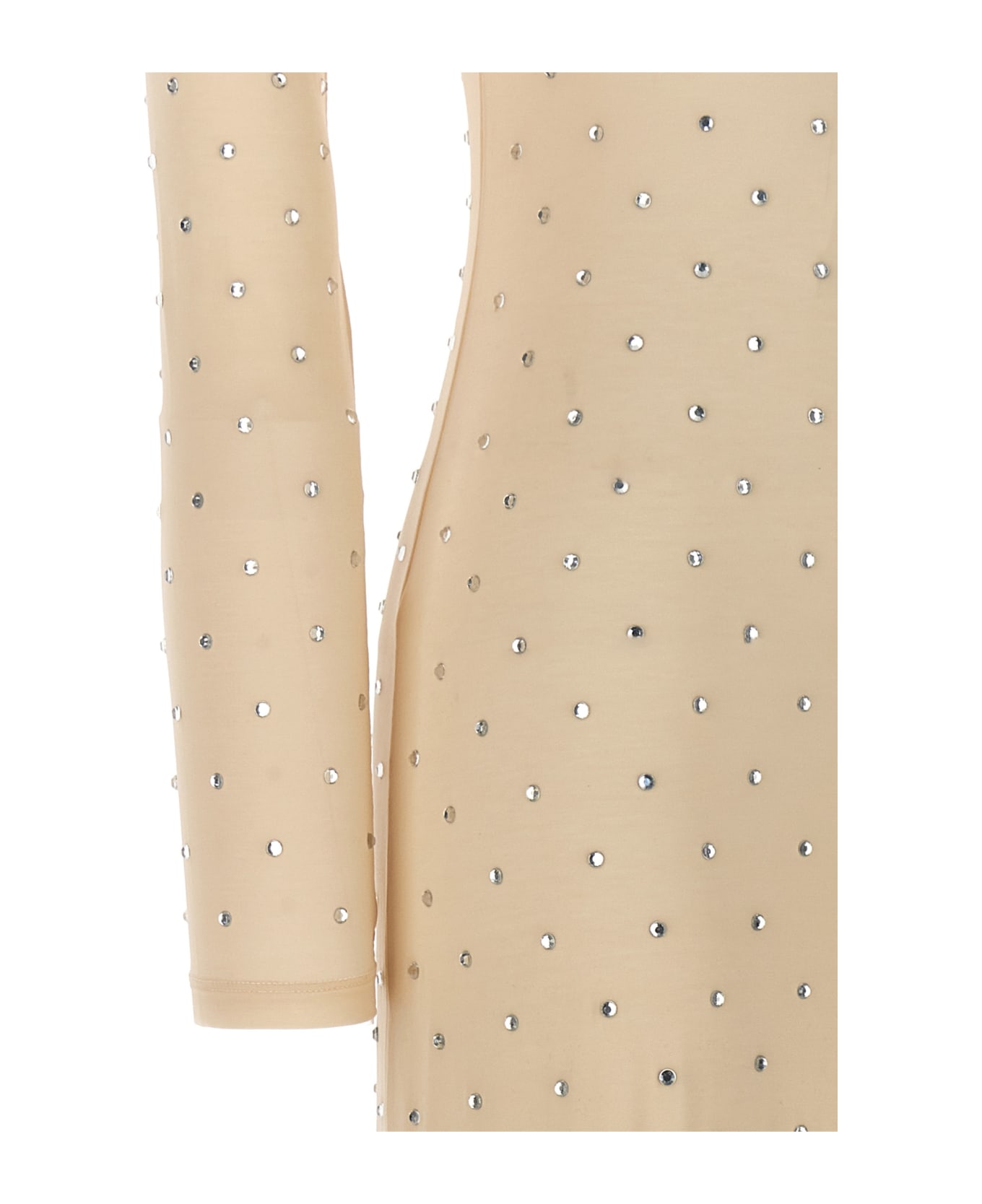 Paco Rabanne Long Mesh Rhinestone Dress - Beige