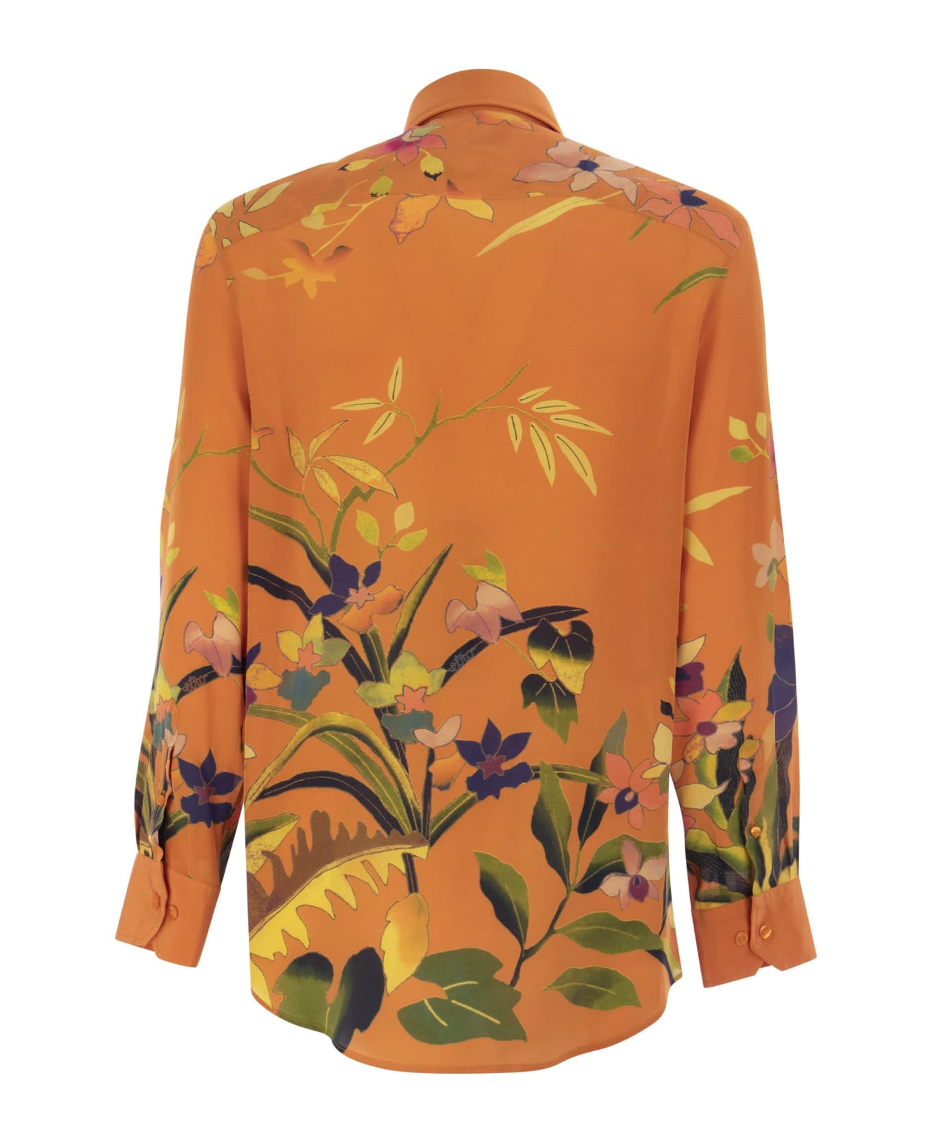 Etro Ramage Floral Silk Shirt - Orange
