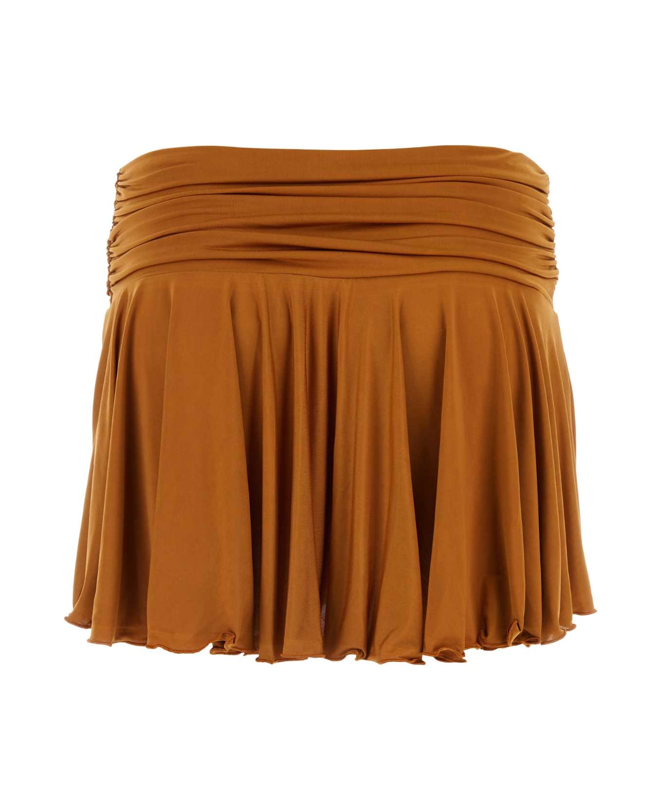 Gimaguas Caramel Stretch Polyester Mini Skirt - BRONZE スカート