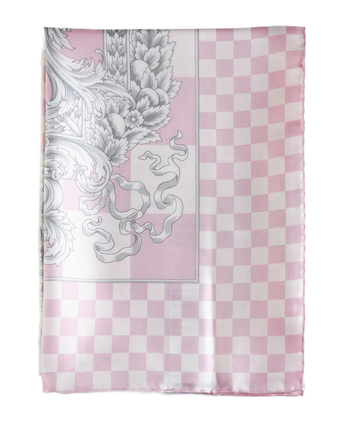 Versace Scarf - Pastel pink + white + silver