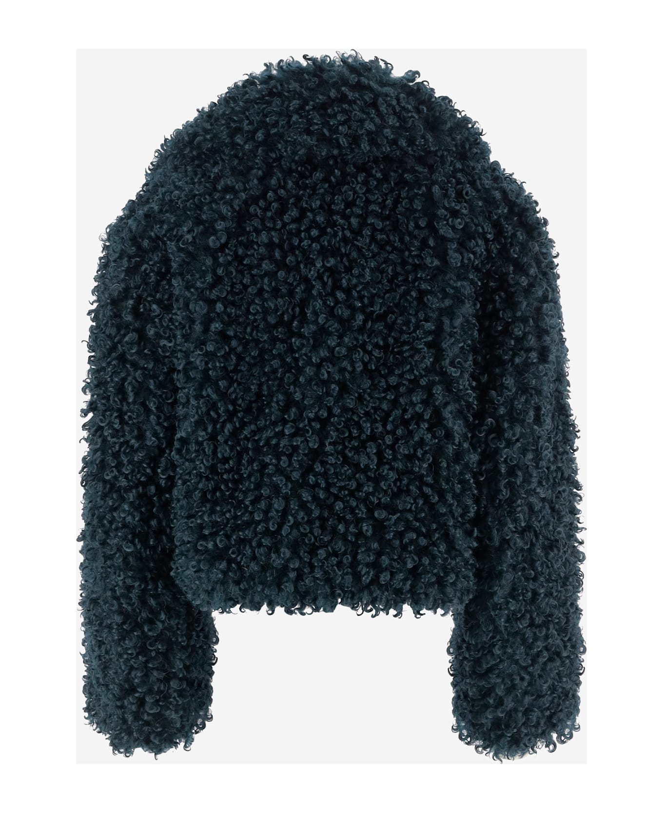 STAND STUDIO Samara Furry Fake Fur Jacket - VERDE Petrolio