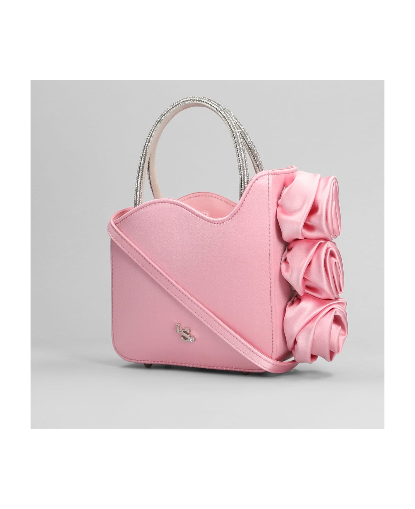 Le Silla Rose Shoulder Bag In Rose-pink Satin - rose-pink