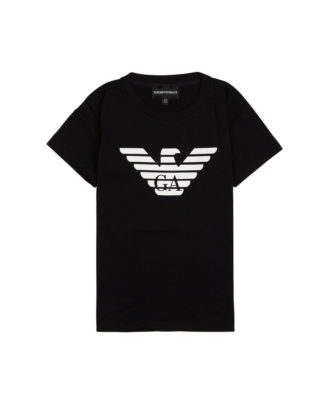 Emporio Armani Armani Kids Baby Boy's Black Jersey T-shirt With Contrasting Logo - Black