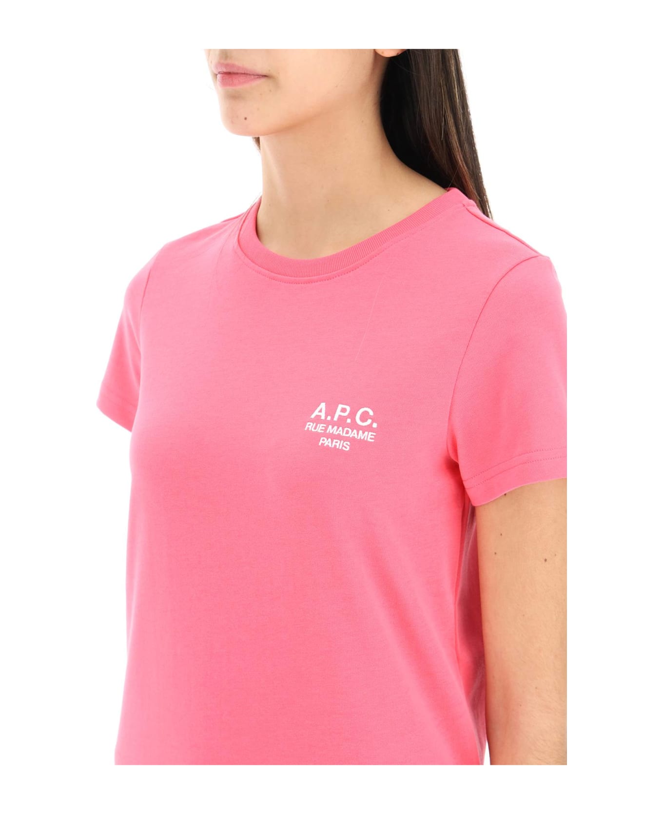 A.P.C. Denise T-shirt With Logo Embroidery - Fuchsia