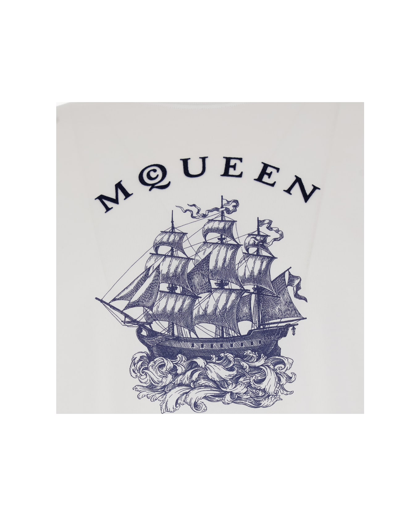 Alexander McQueen White Crewneck T-shirt With Logo Print On The Front In Cotton Man - White