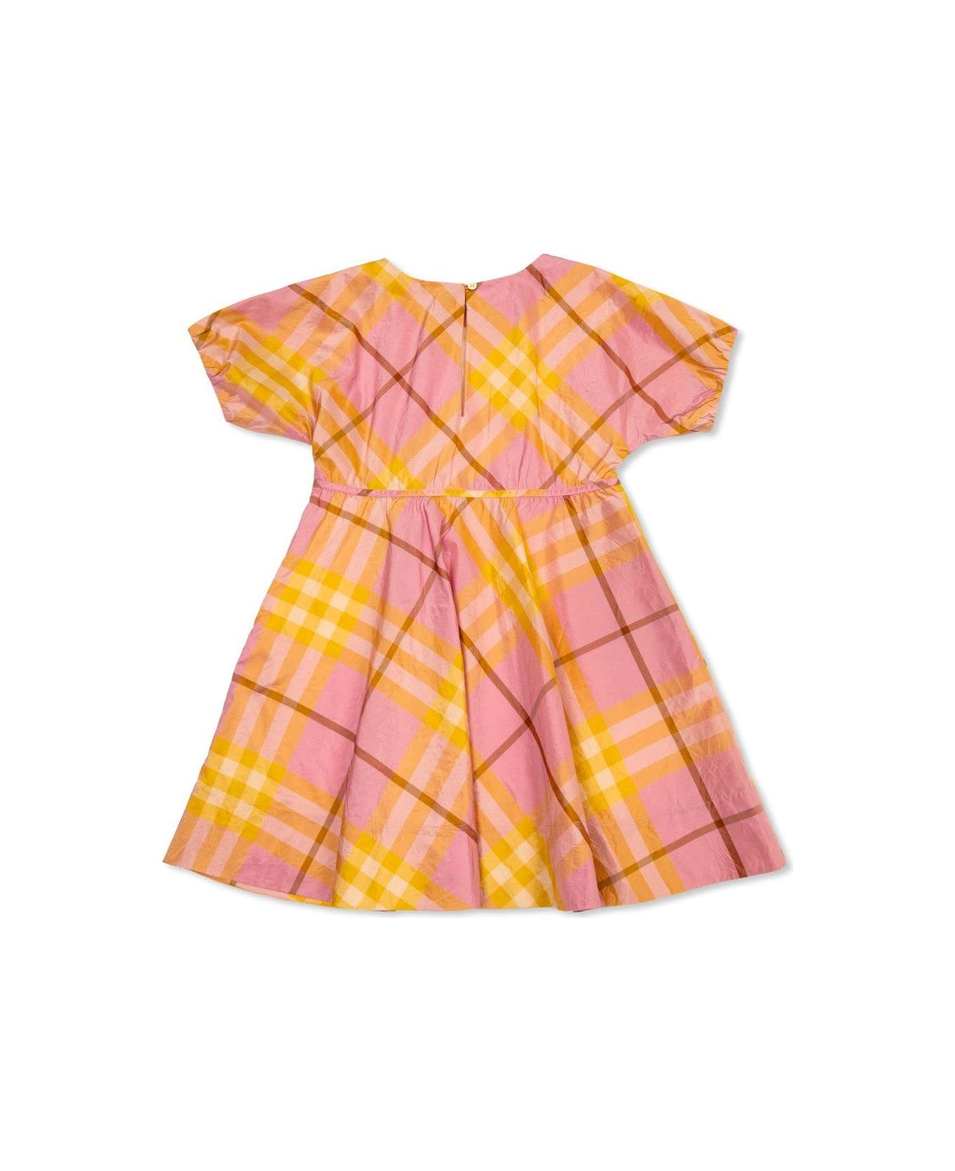 Burberry Checked Short Sleeved Dress - MULTICOLOUR