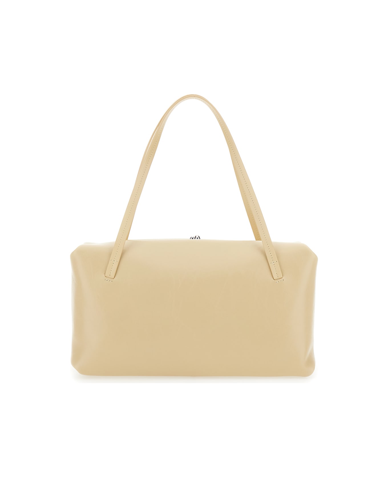 Jil Sander 
goji Pillow
 Beige Shoulder Bag With Clasp Closure And Logo Lettering On The Front In Leather Woman - Beige