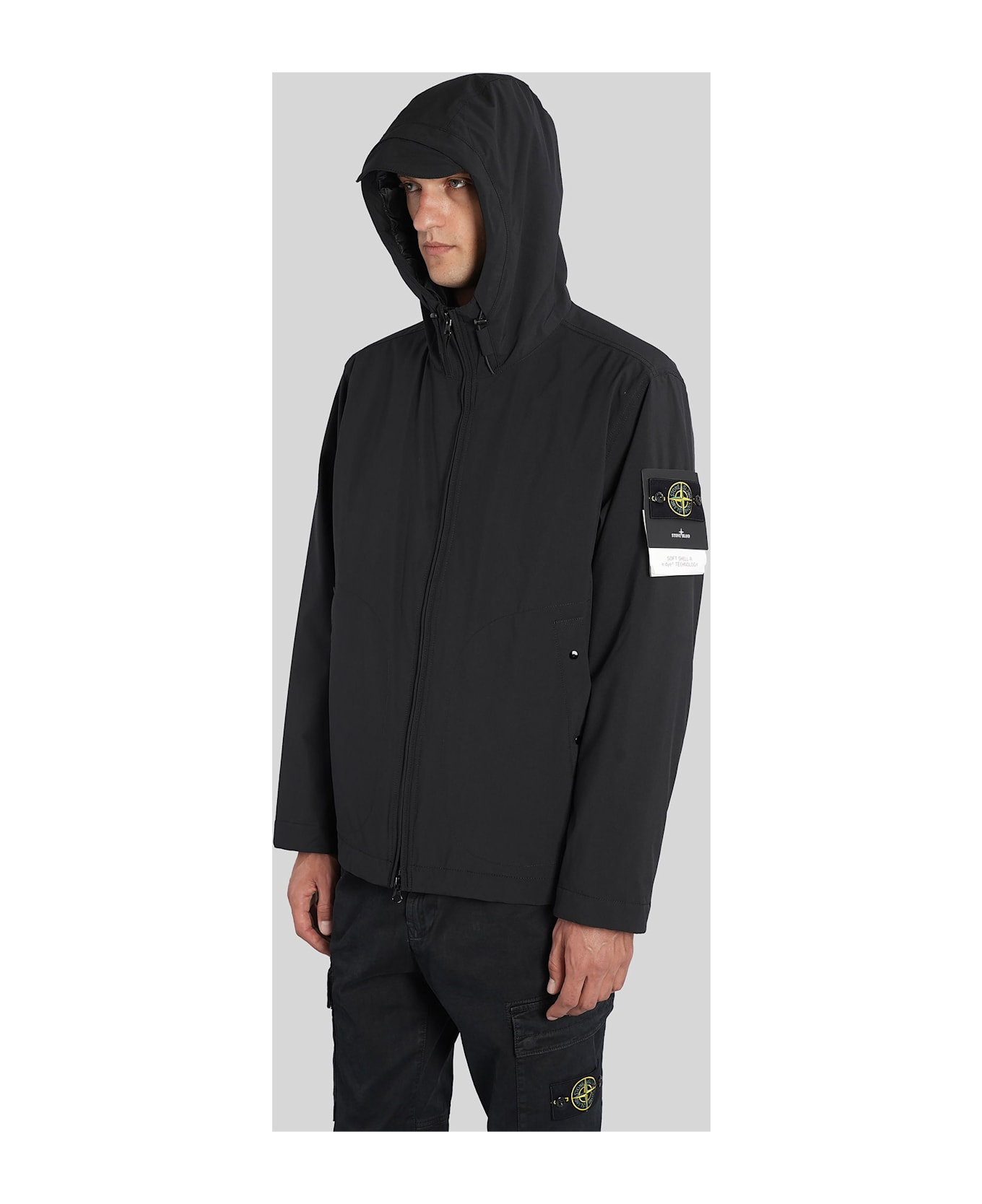 Stone Island Casual Jacket In Black Polyamide - black