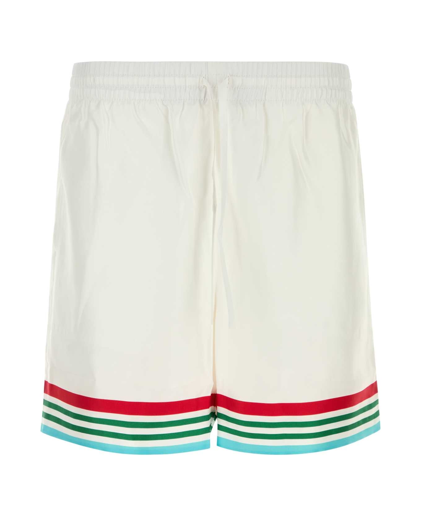 Casablanca White Twill Bermuda Shorts - CASAWAY