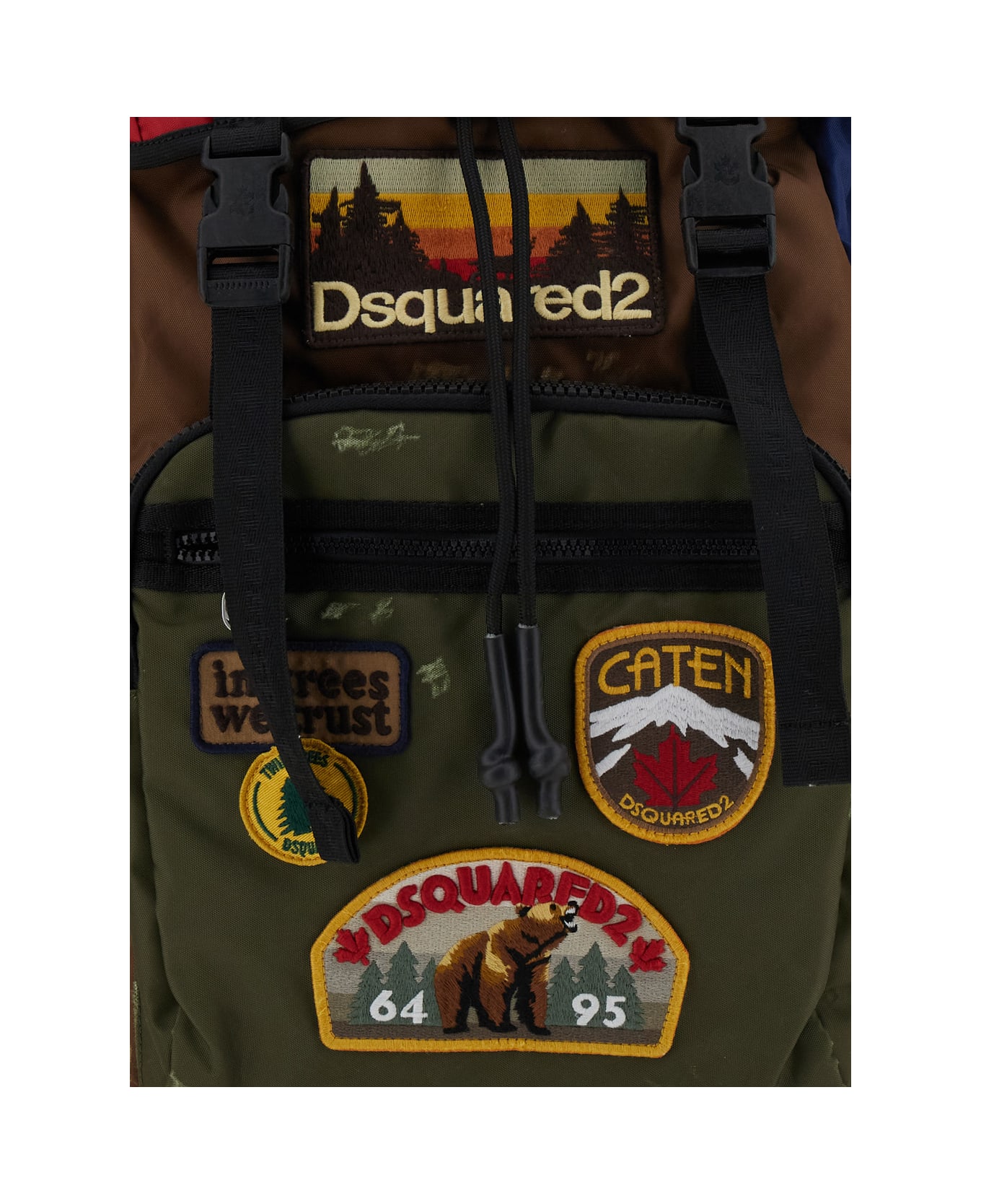 Dsquared2 'monviso Xl' Multicolor Backpack With Logo Patch On The Front And Top Drawstring Closure In Tech Fabric Man - Multicolor