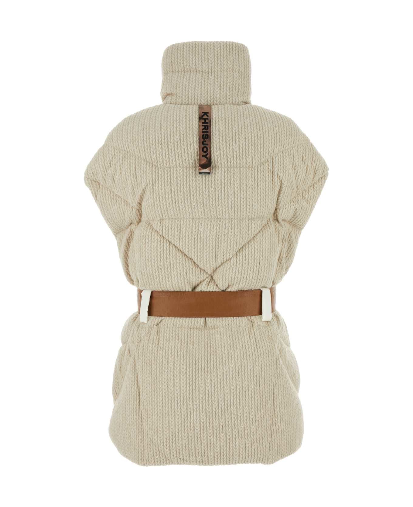 Khrisjoy Sand Knit Sleeveless New Iconic Down Jacket - VANILLA