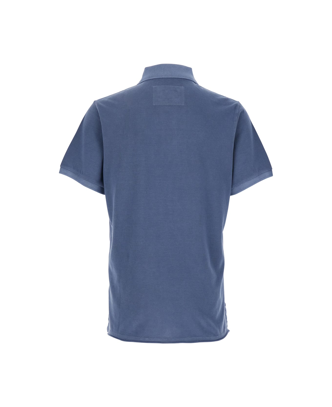 ERL Polo Con Colletto Classico E Logo Lettering Sul Fronte In Cotone Blu Uomo - Blu