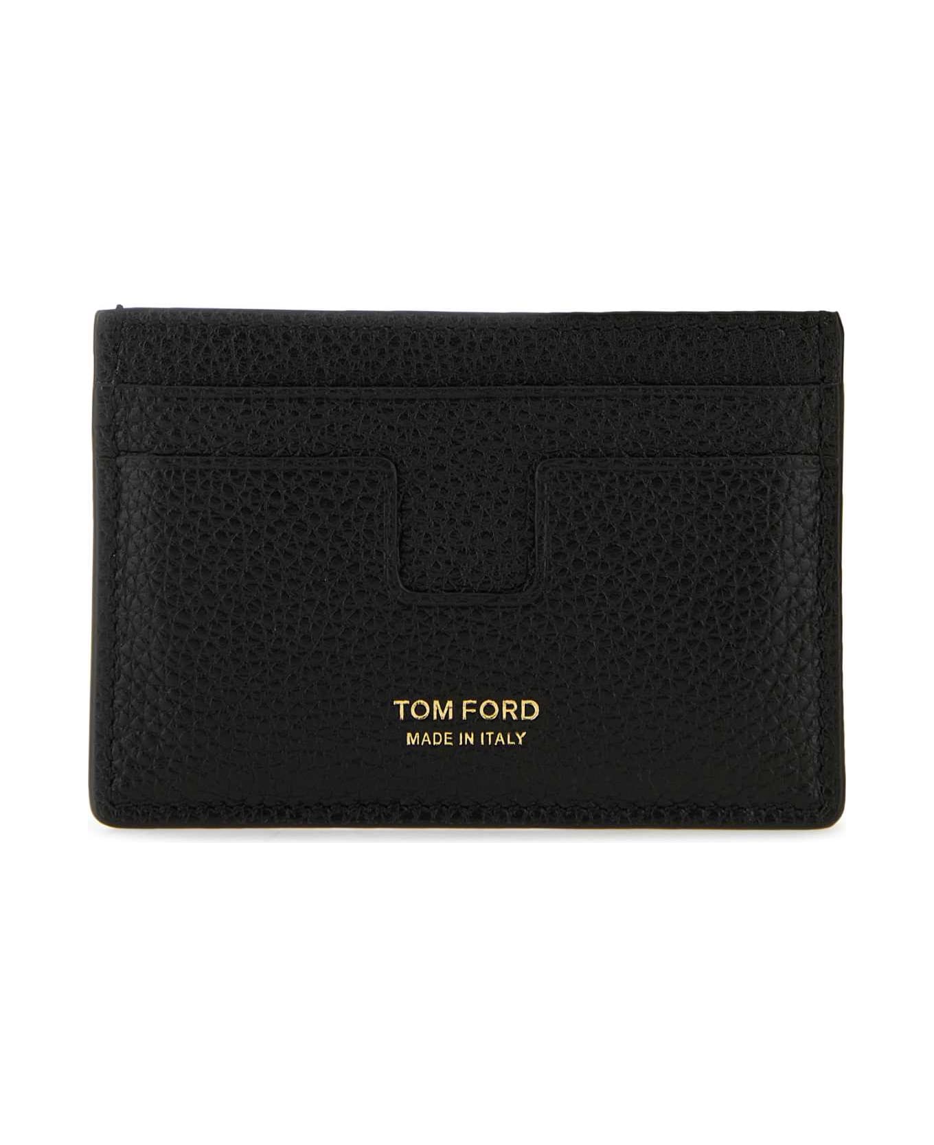 Tom Ford Black Leather Card Holder - BLACK