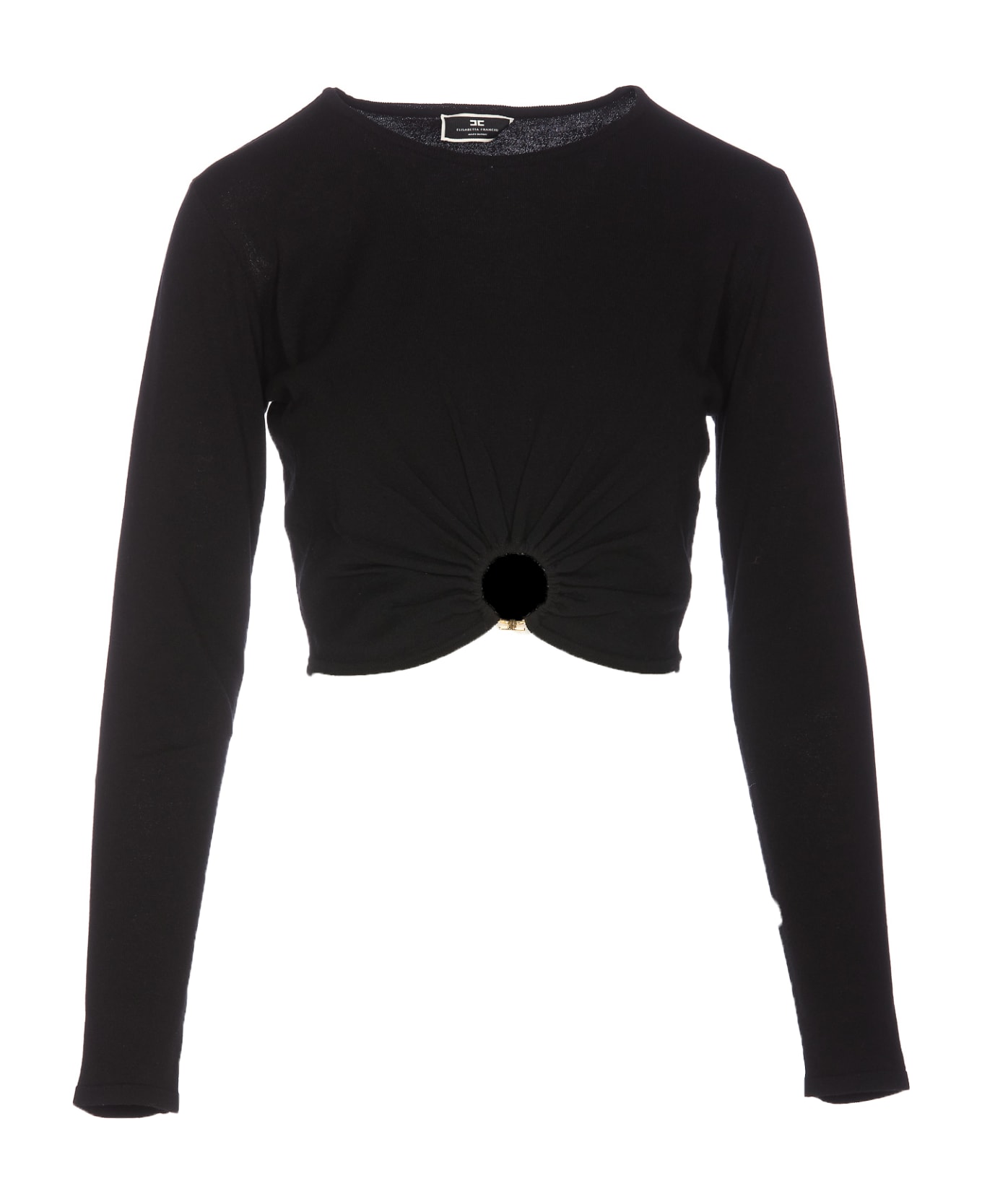 Elisabetta Franchi Cropped Top With Ring - Black