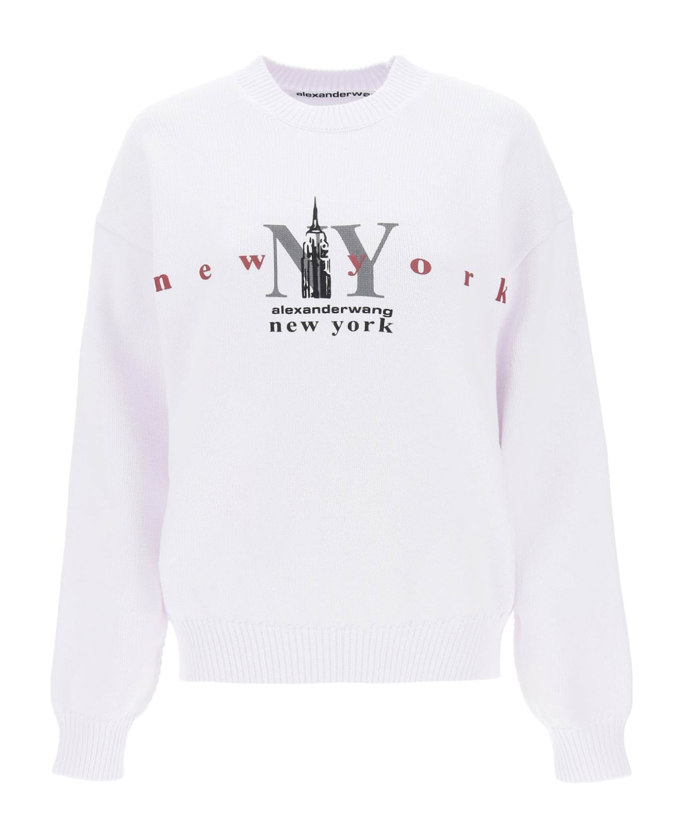 Alexander Wang Ny Empire State Logo Cotton Sweater - WHITE (White)