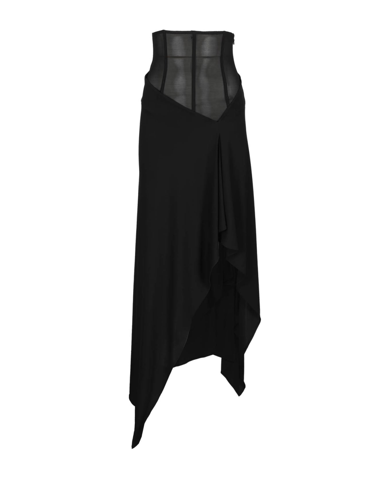 Alessandro Vigilante Midi Skirt In Fluid - Black ワンピース＆ドレス