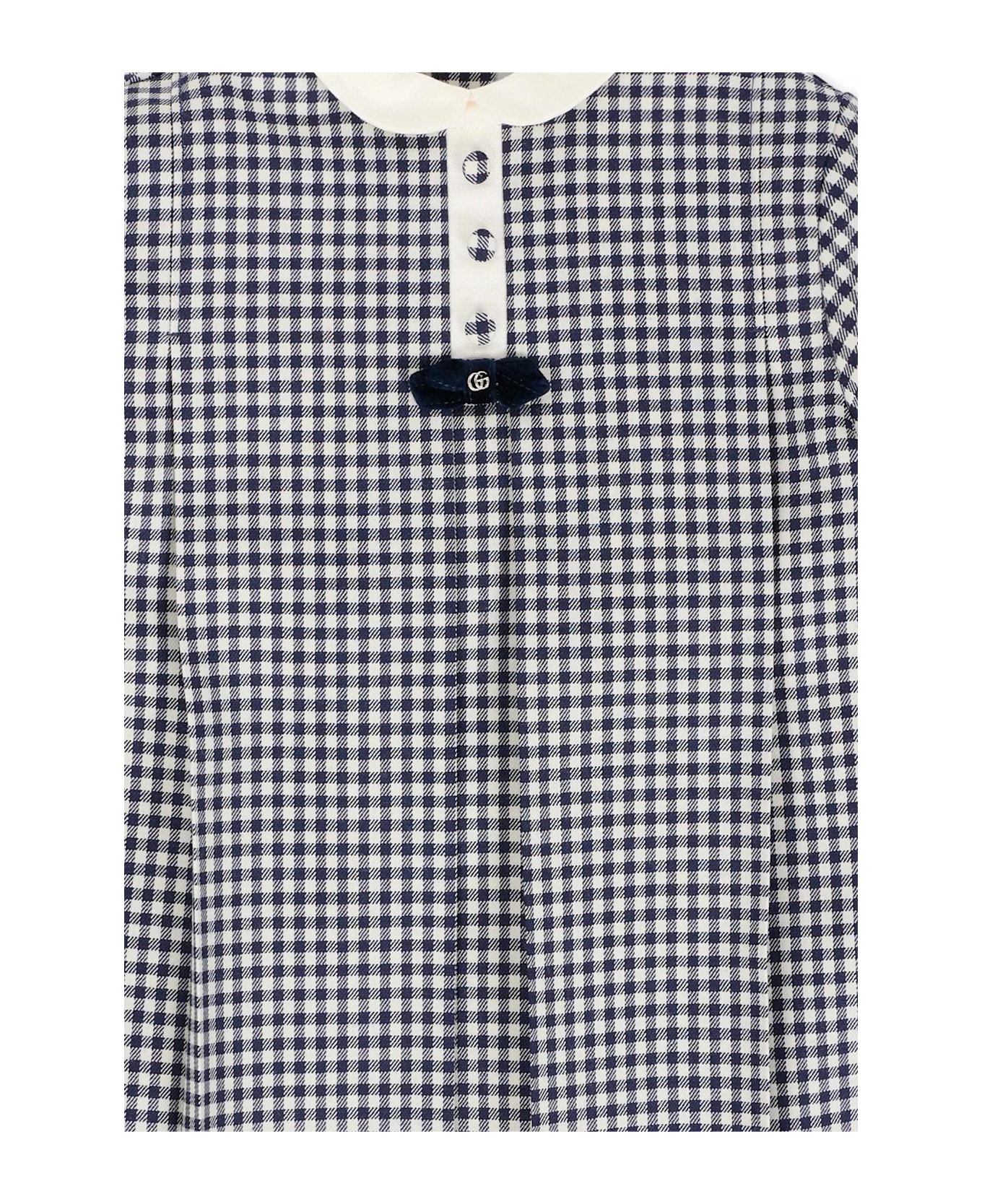 Gucci Blue Dress For Baby Girl With Gg - Blue