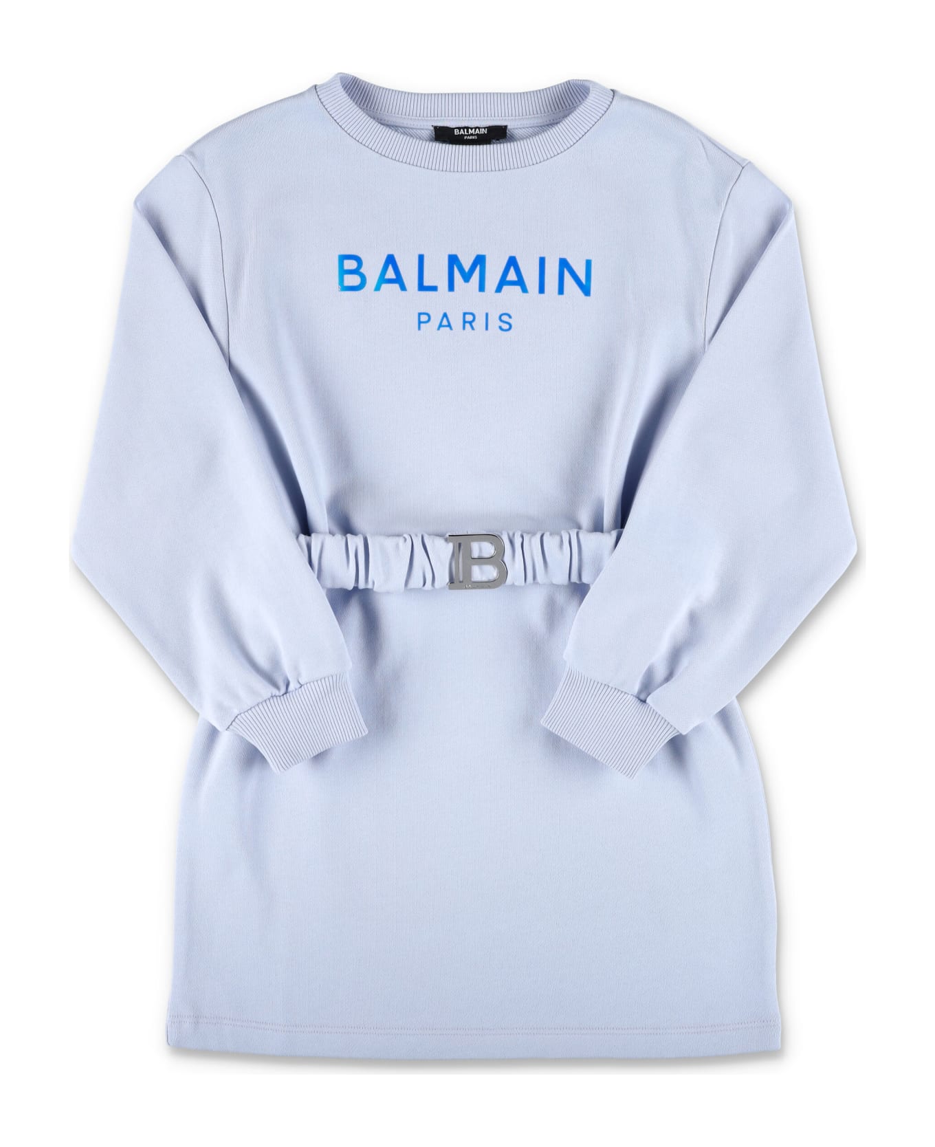 Balmain Cotton Dress With Belt - LIGHT BLUE