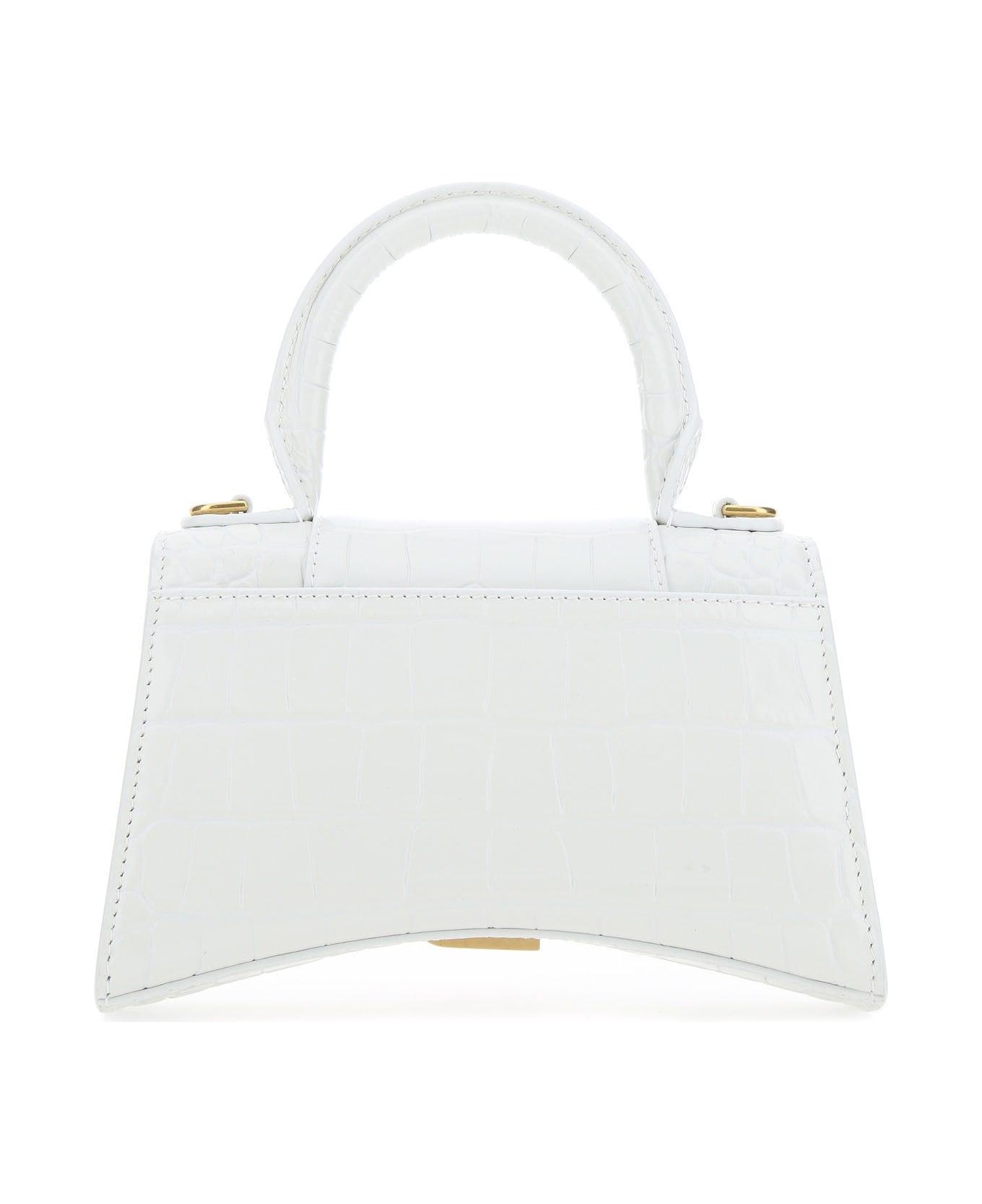 Balenciaga White Leather Xs Hourglass Handbag - Bianco