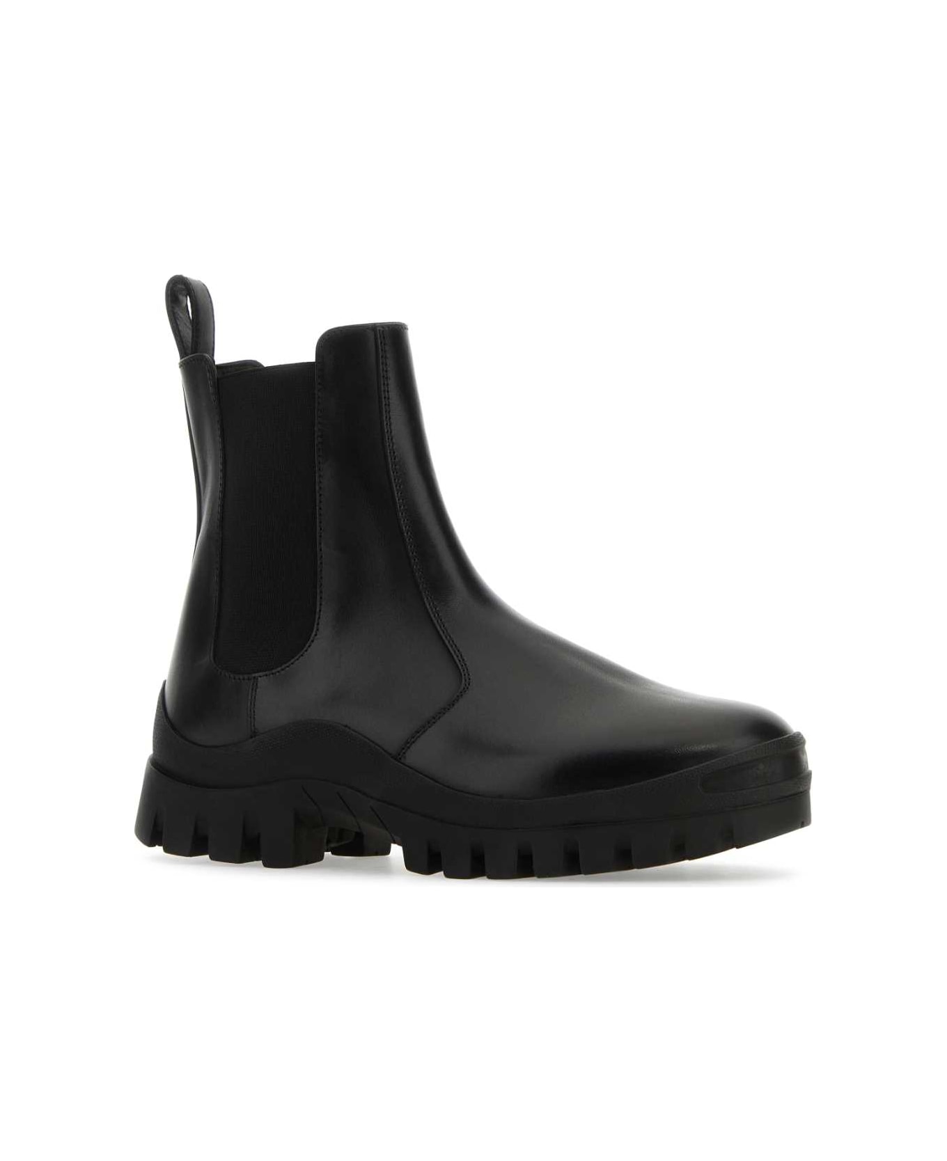 The Row Black Leather Greta Winter Ankle Boots - Black ブーツ
