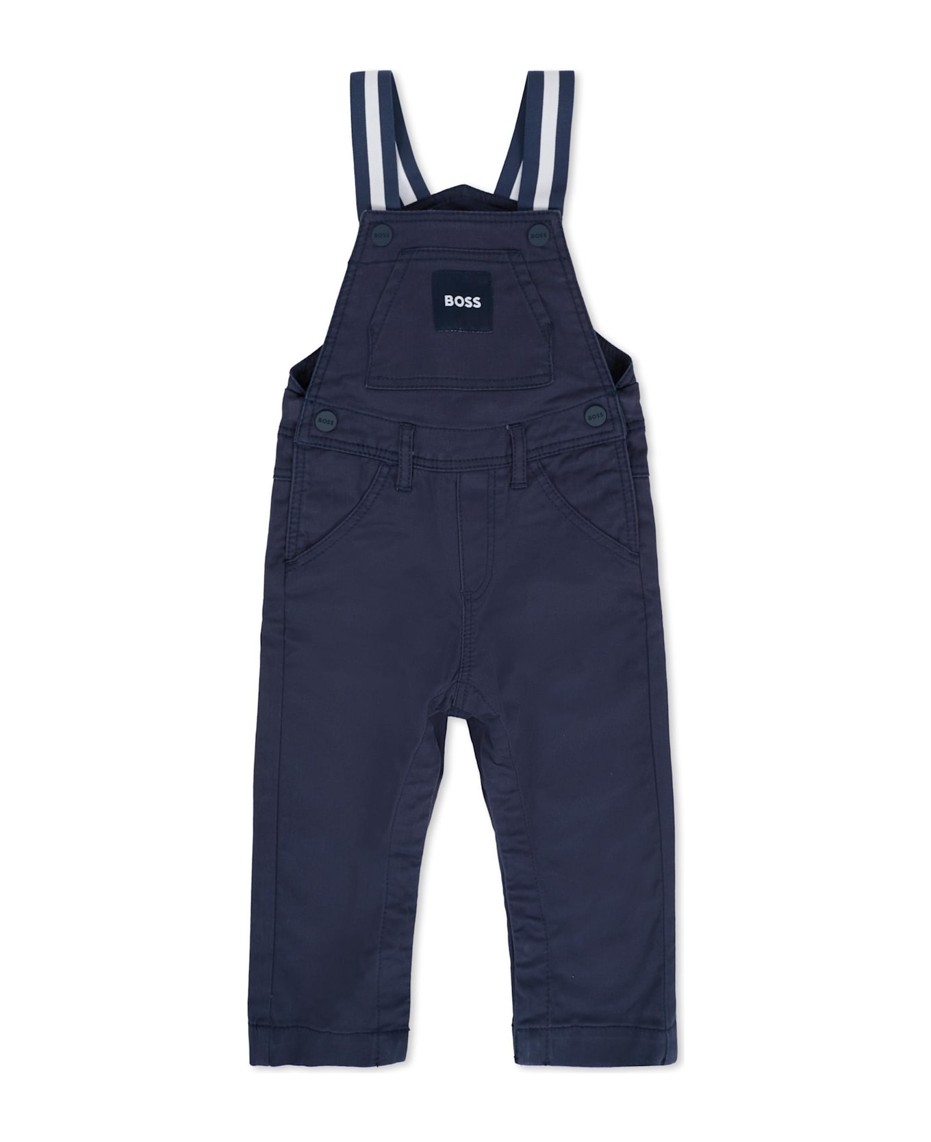 Hugo Boss Blue Dungarees For Baby Boy With Patch - Blue