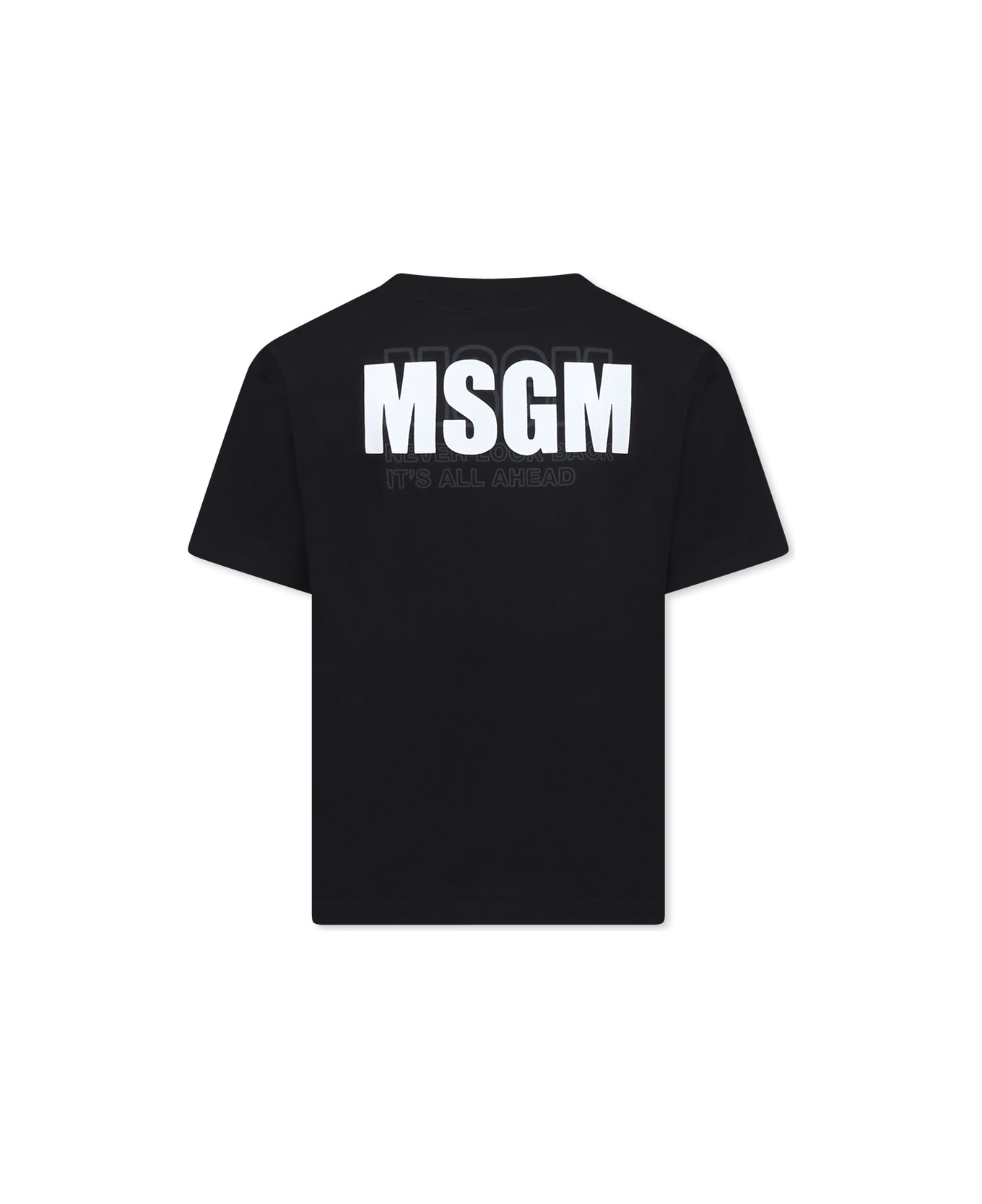 MSGM Black T-shirt For Kids With Logo - Black