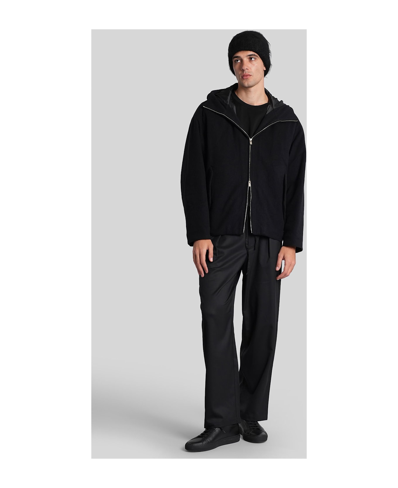 Attachment Casual Jacket In Black Wool - black