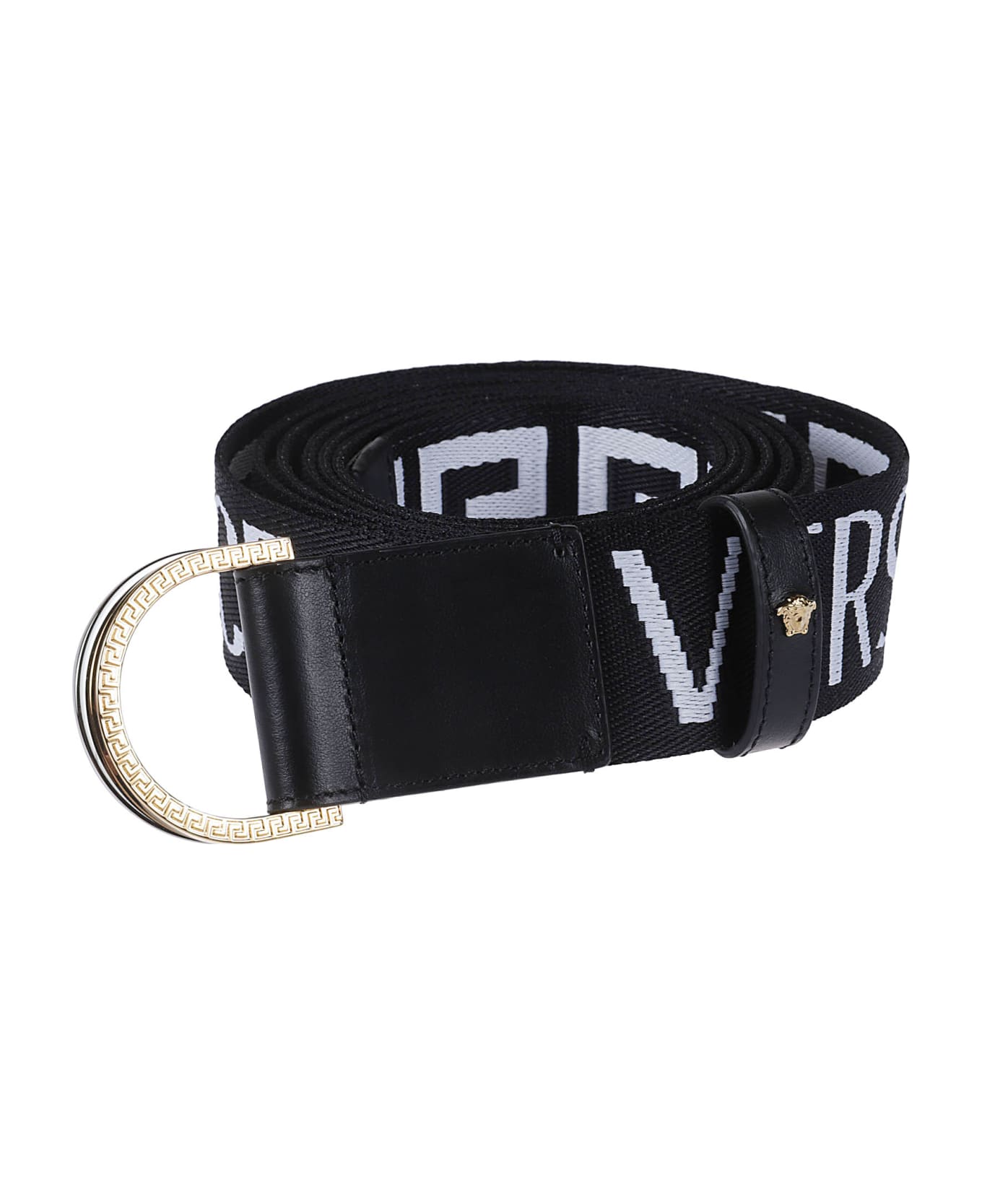 Versace Logo Detail Belt - Black/White