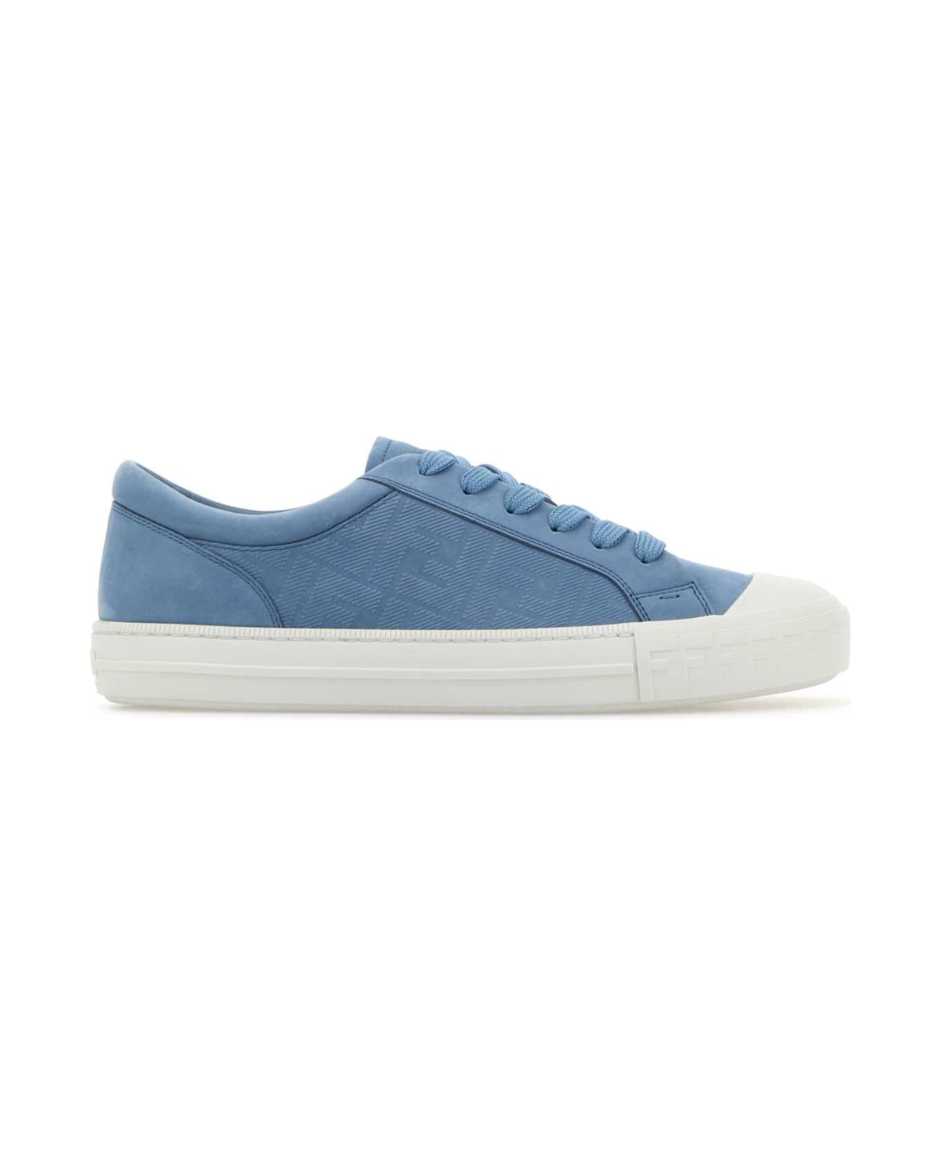 Fendi Light Blue Leather Domino Sneakers - CERULEO+CERULEO