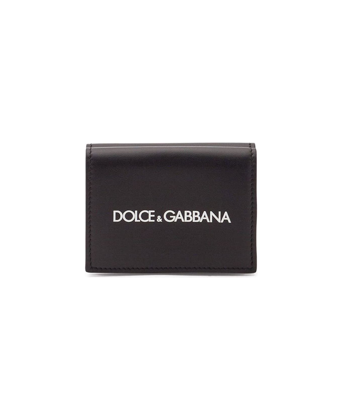 Dolce & Gabbana Logo Printed Bi-fold Wallet - Black