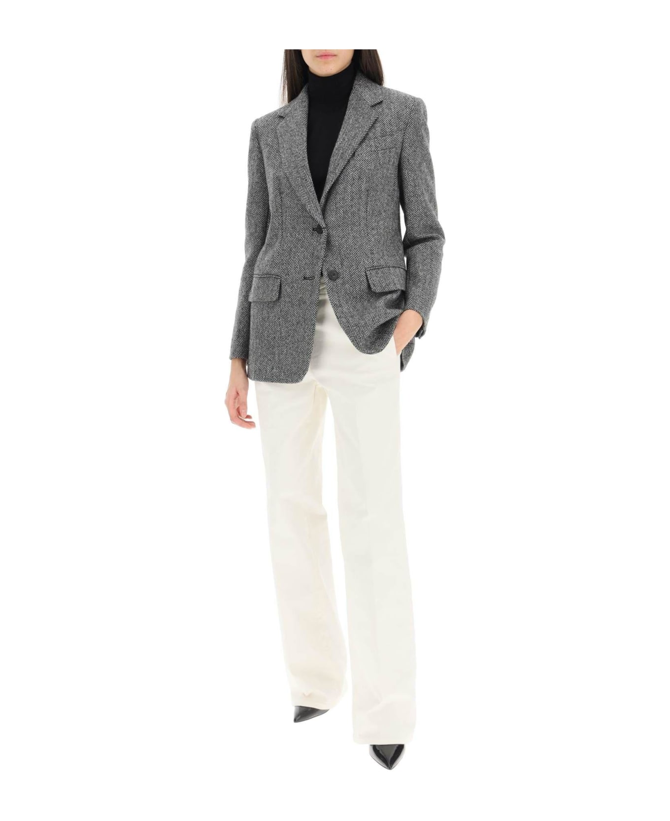 Weekend Max Mara 'caldaia' Herringbone Wool Blazer - Floreale