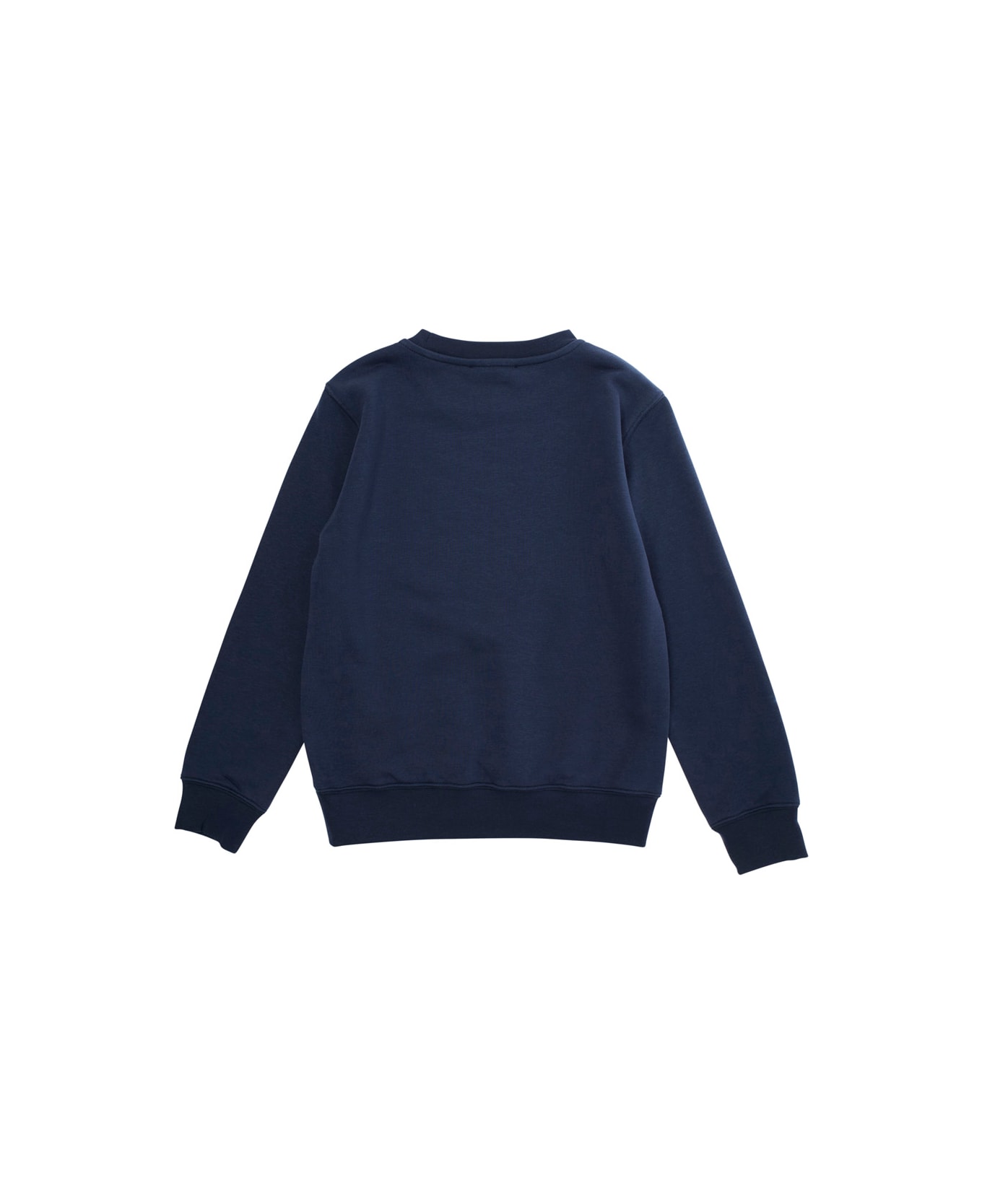 Golden Goose Blue Crewneck Sweatshirt With Maxi Vintage Logo Lettering Print On The Front In Cotton Blend Boy - Blu